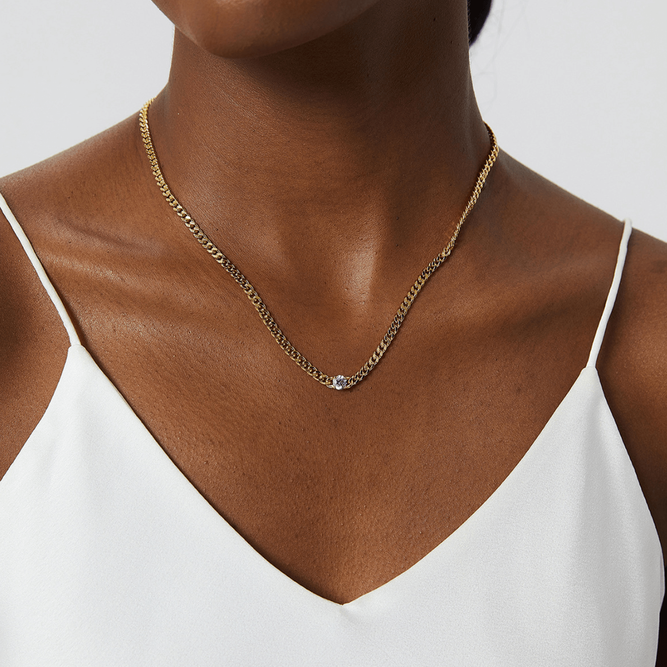 Bezel Cuban Chain Necklace - Camile & Stone