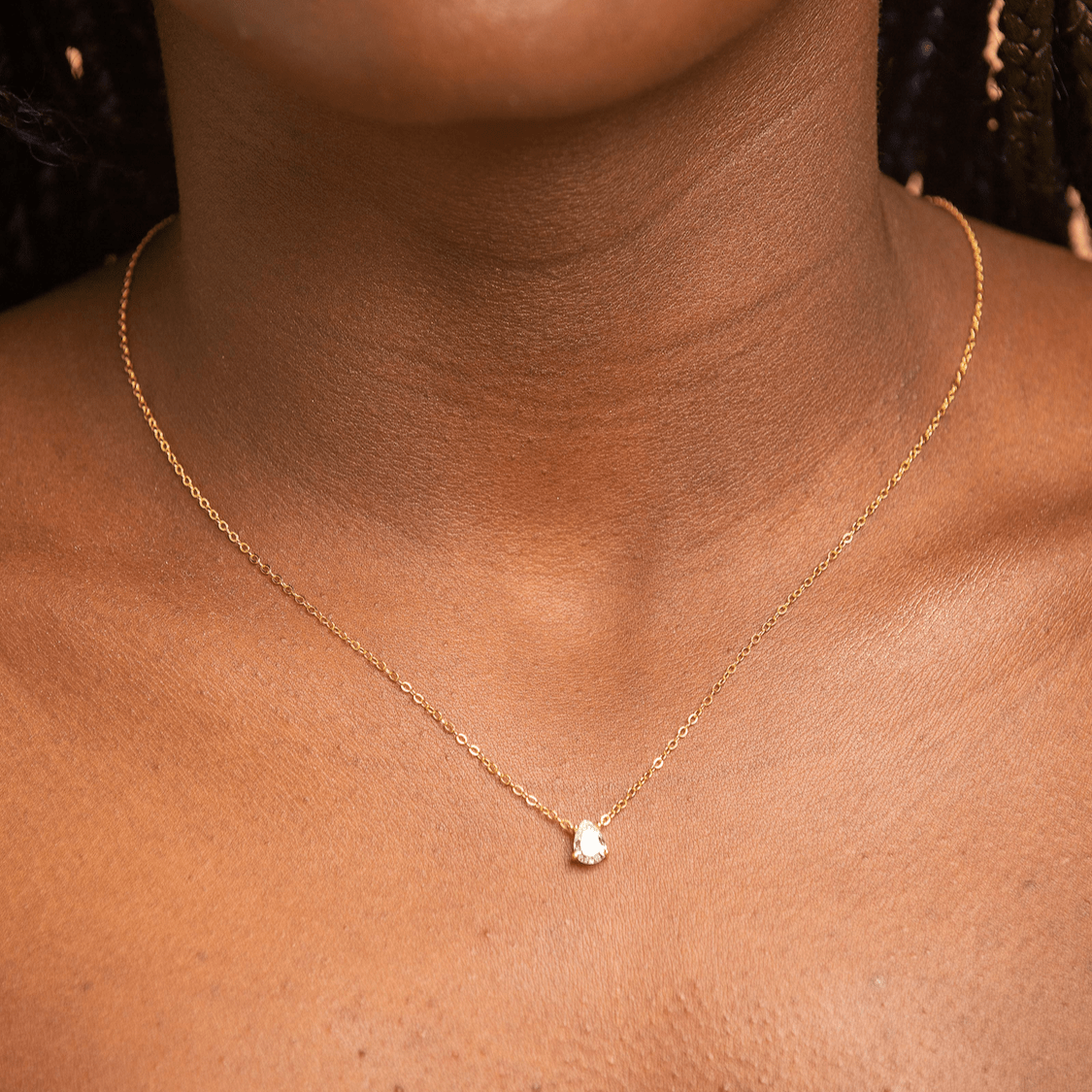 Birthstone Pear Shaped Necklace April - Camile & Stone