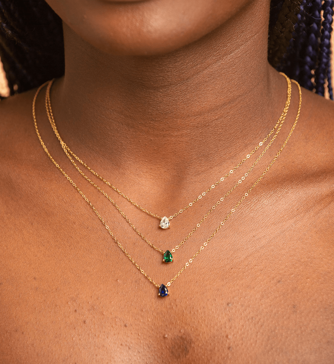 Birthstone Pear Shaped Necklace April - Camile & Stone