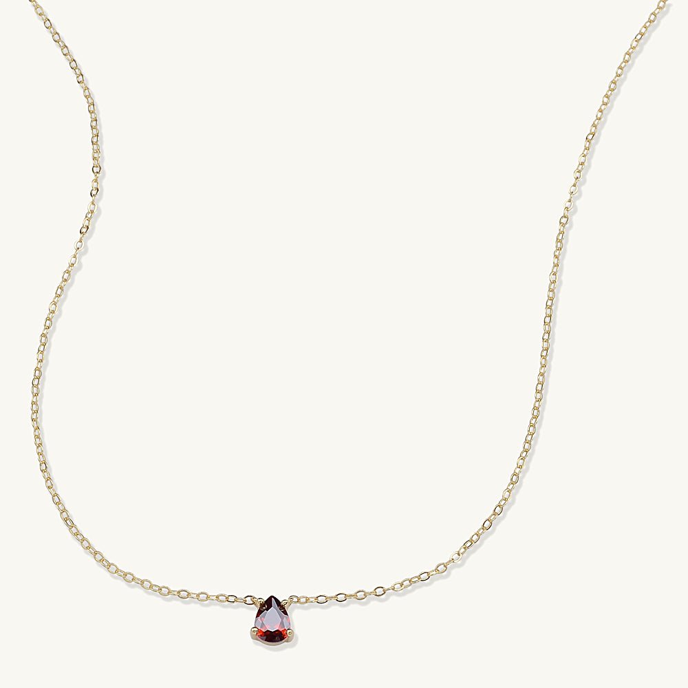 Birthstone Pear Shaped Necklace January - Camile & Stone