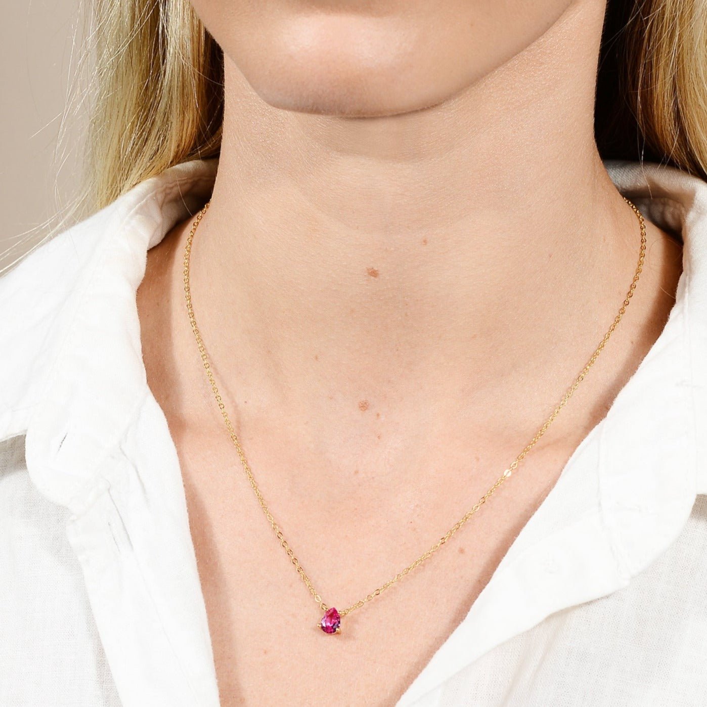 Birthstone Pear Shaped Necklace July - Camile & Stone