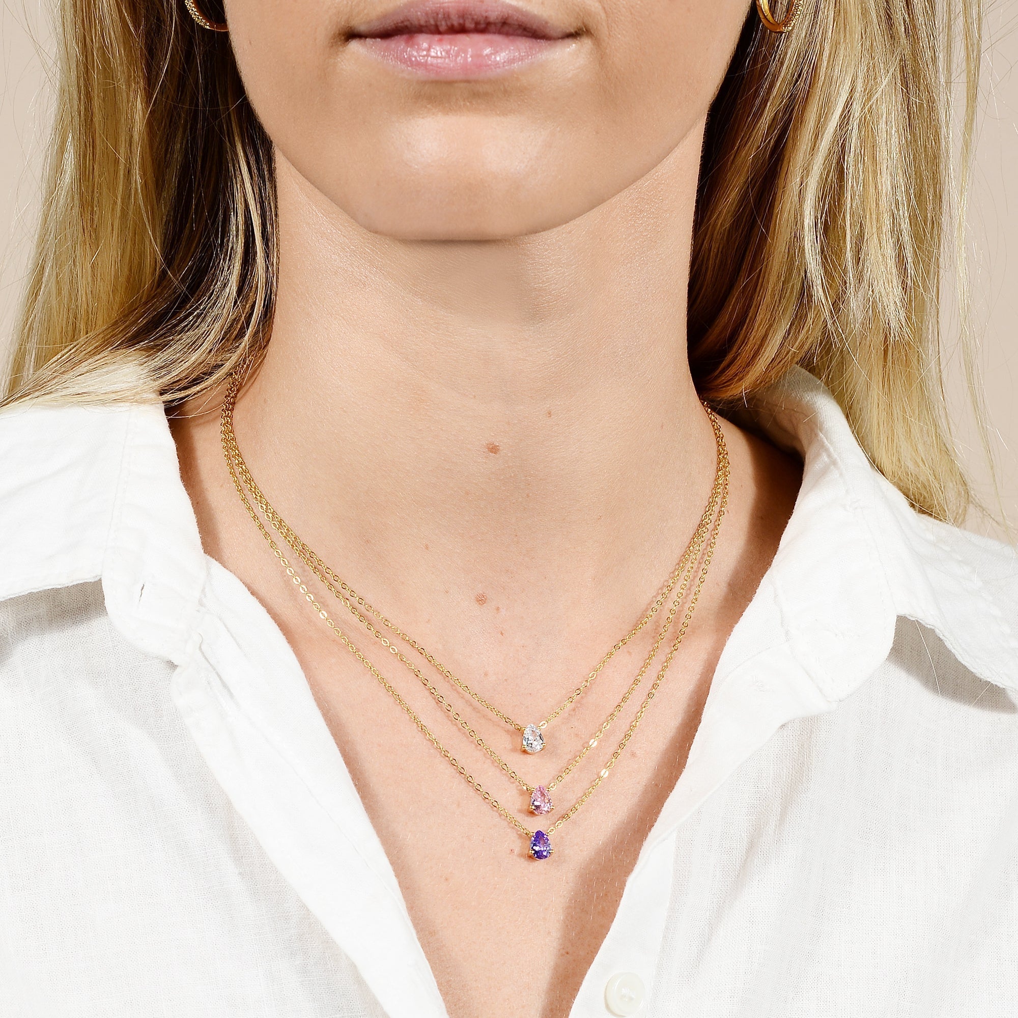 Birthstone Pear Shaped Necklace July - Camile & Stone