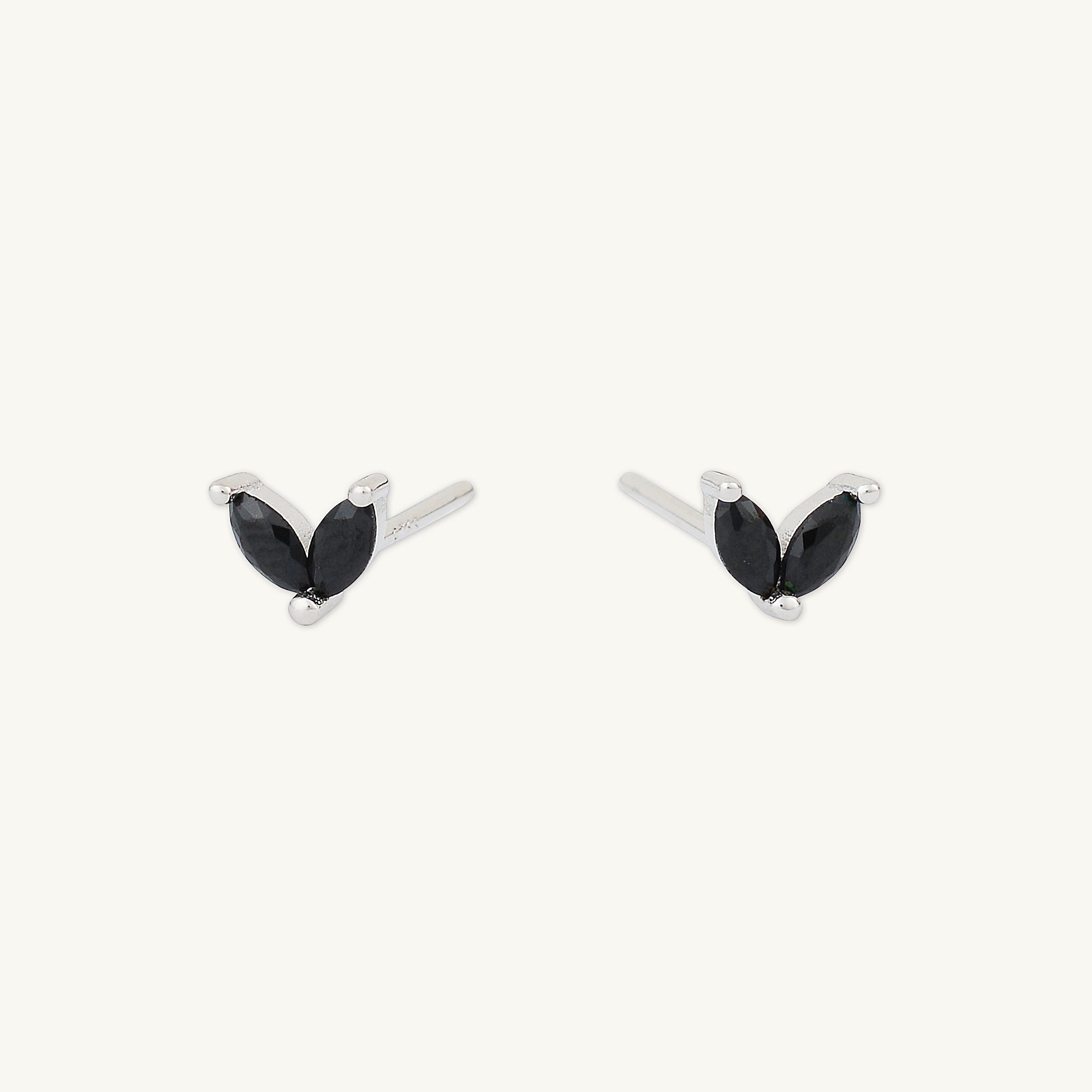 Black Angel Wings Sapphire Stud Earrings - Camile & Stone