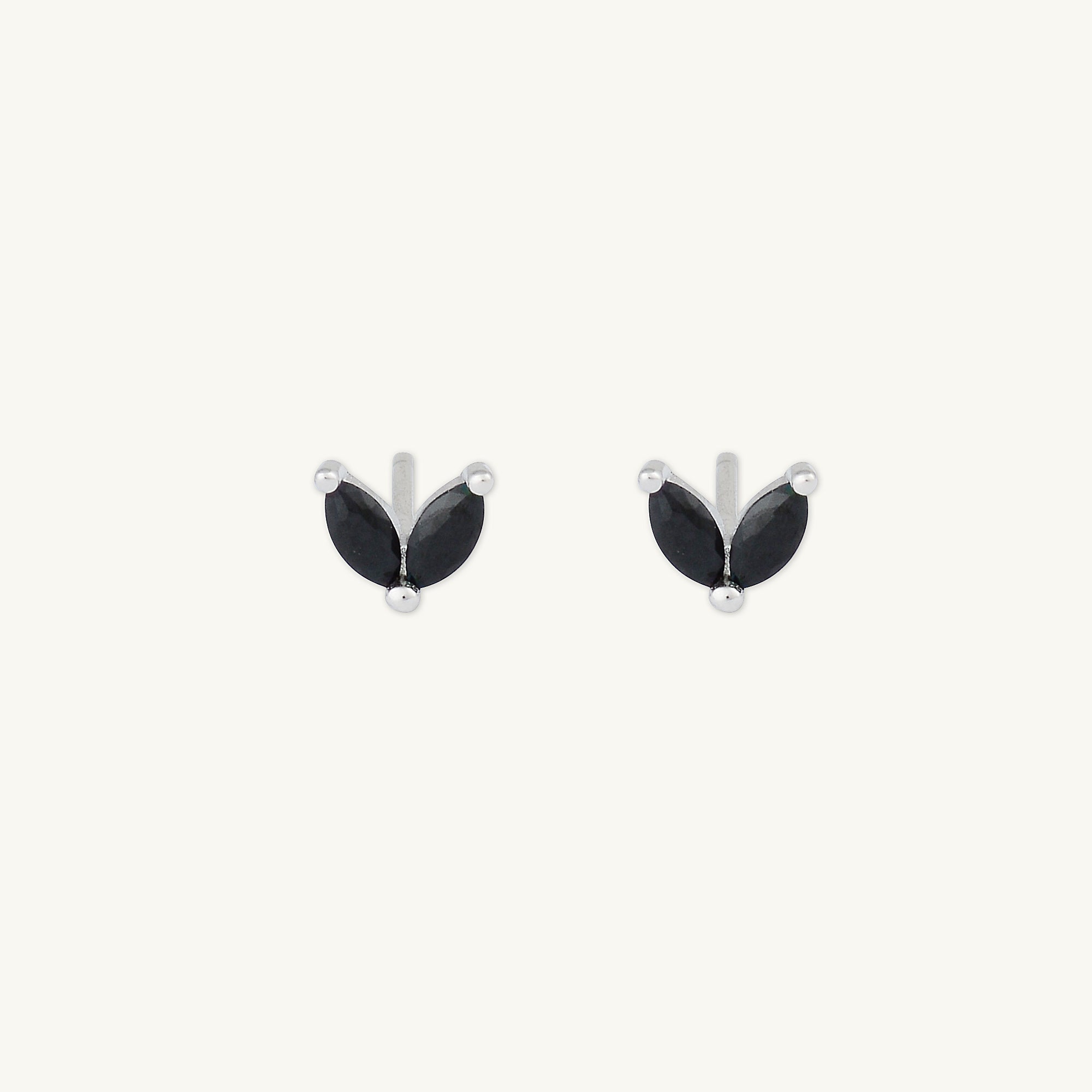 Black Angel Wings Sapphire Stud Earrings - Camile & Stone