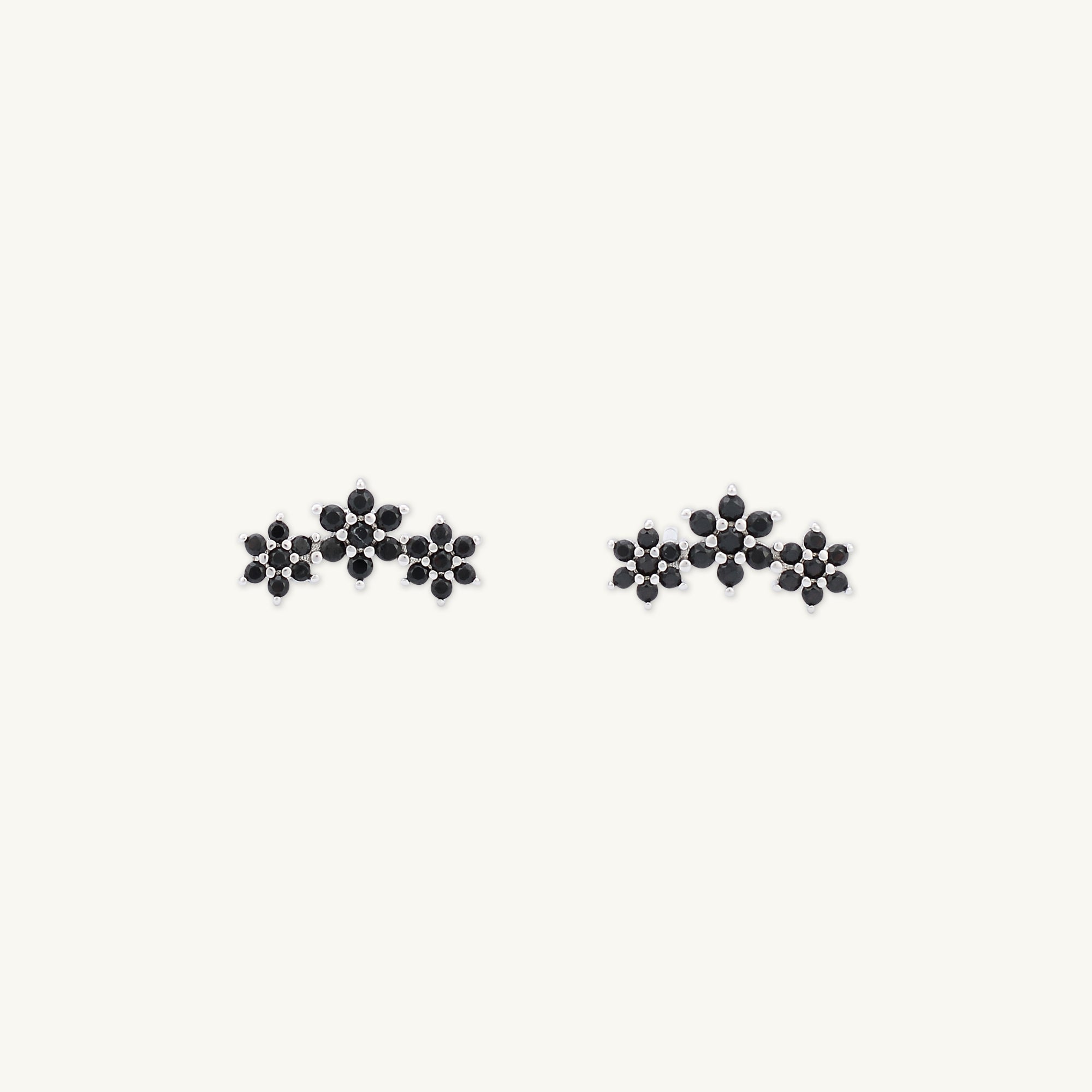 Black Daisy Cluster Sapphire Earrings - Camile & Stone