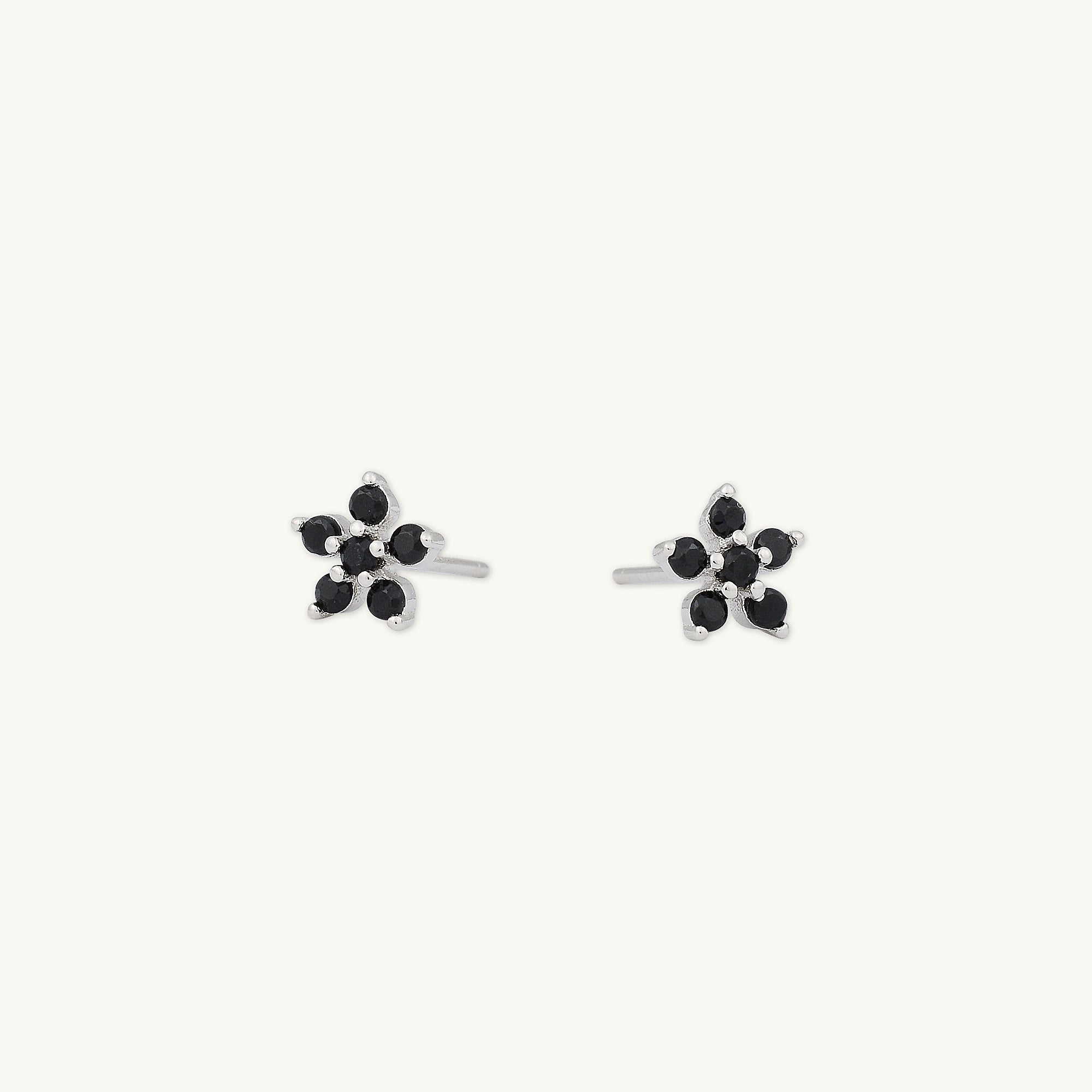 Black Flower Sapphire Stud Earrings - Camile & Stone