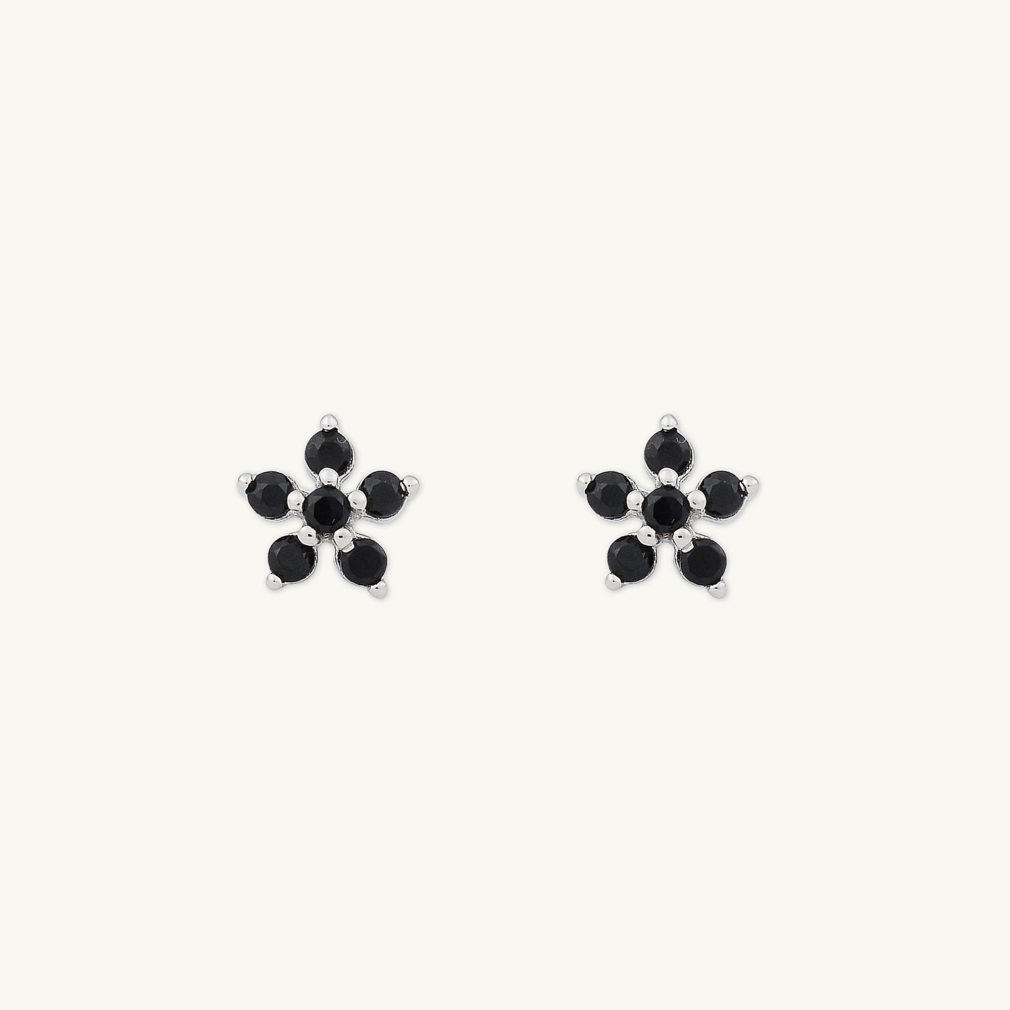 Black Flower Sapphire Stud Earrings - Camile & Stone