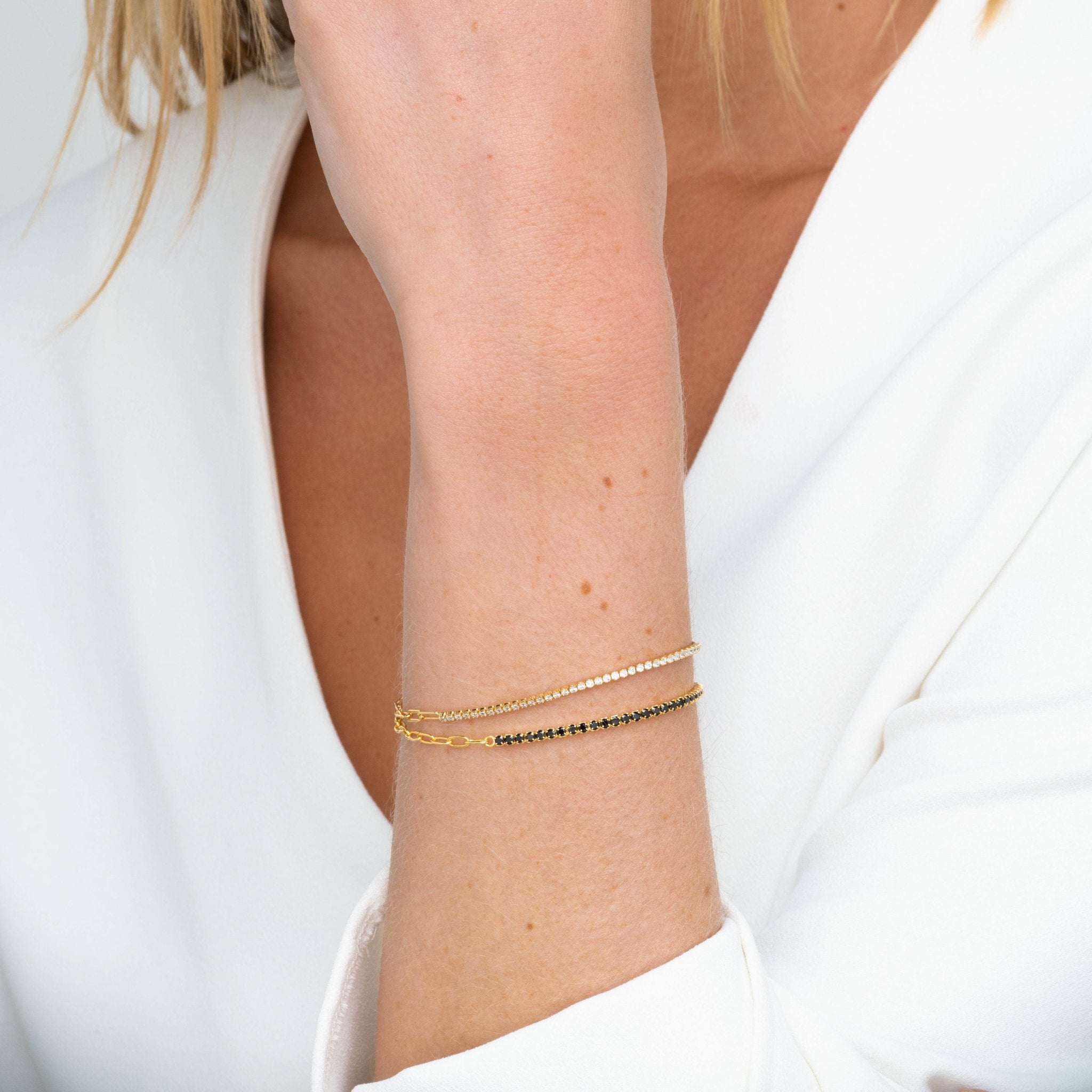 Black Tennis Link Chain Bracelet - Camile & Stone