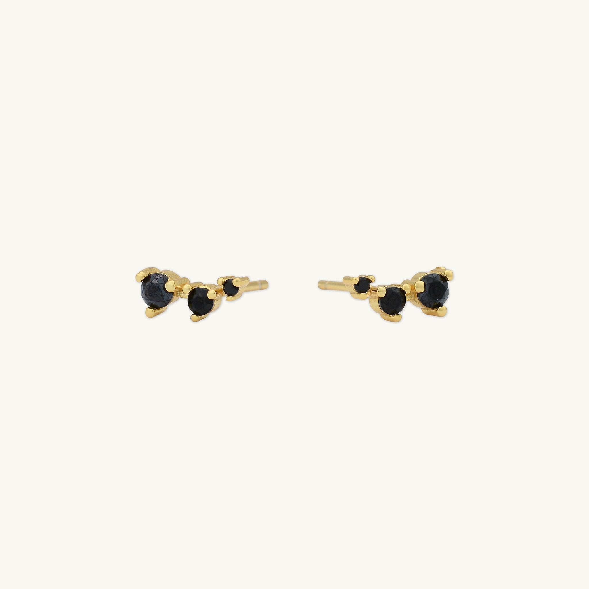 Black Trio Sapphire Stud Earrings - Camile & Stone