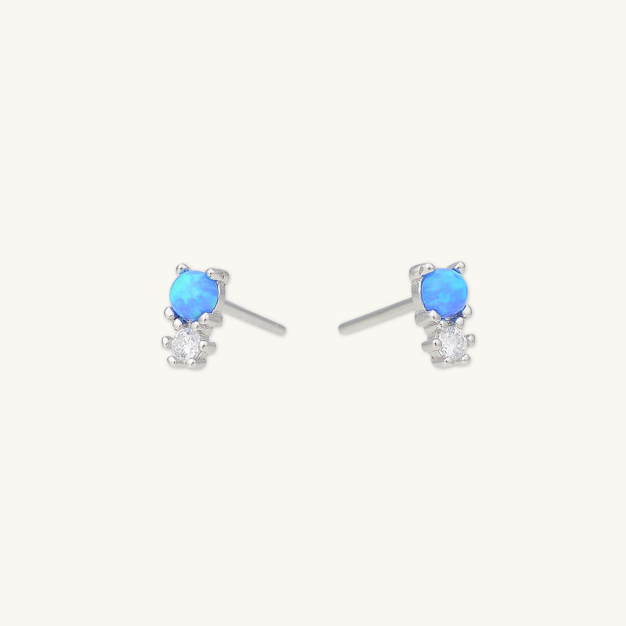 Blue Opal Sapphire Stud Earrings - Camile & Stone