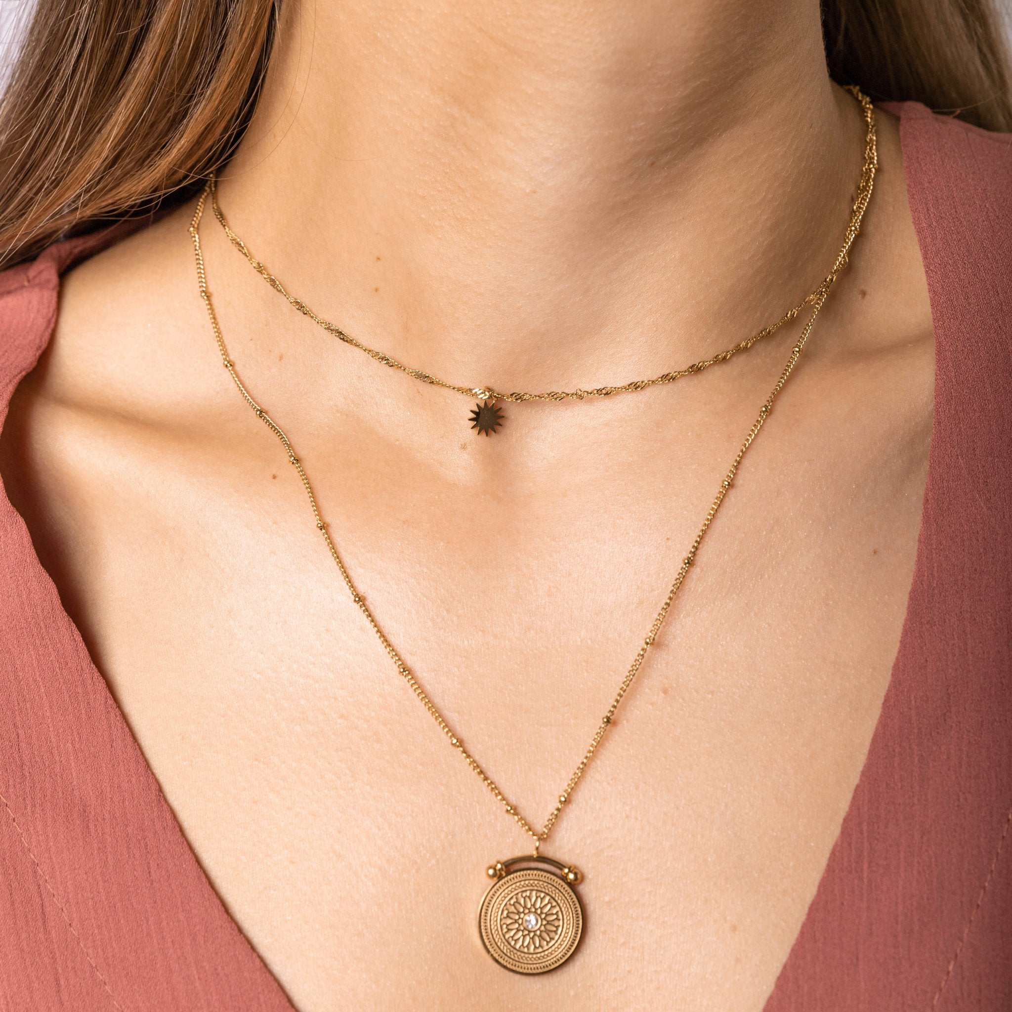 Boho Disk Layering Necklace - Camile & Stone