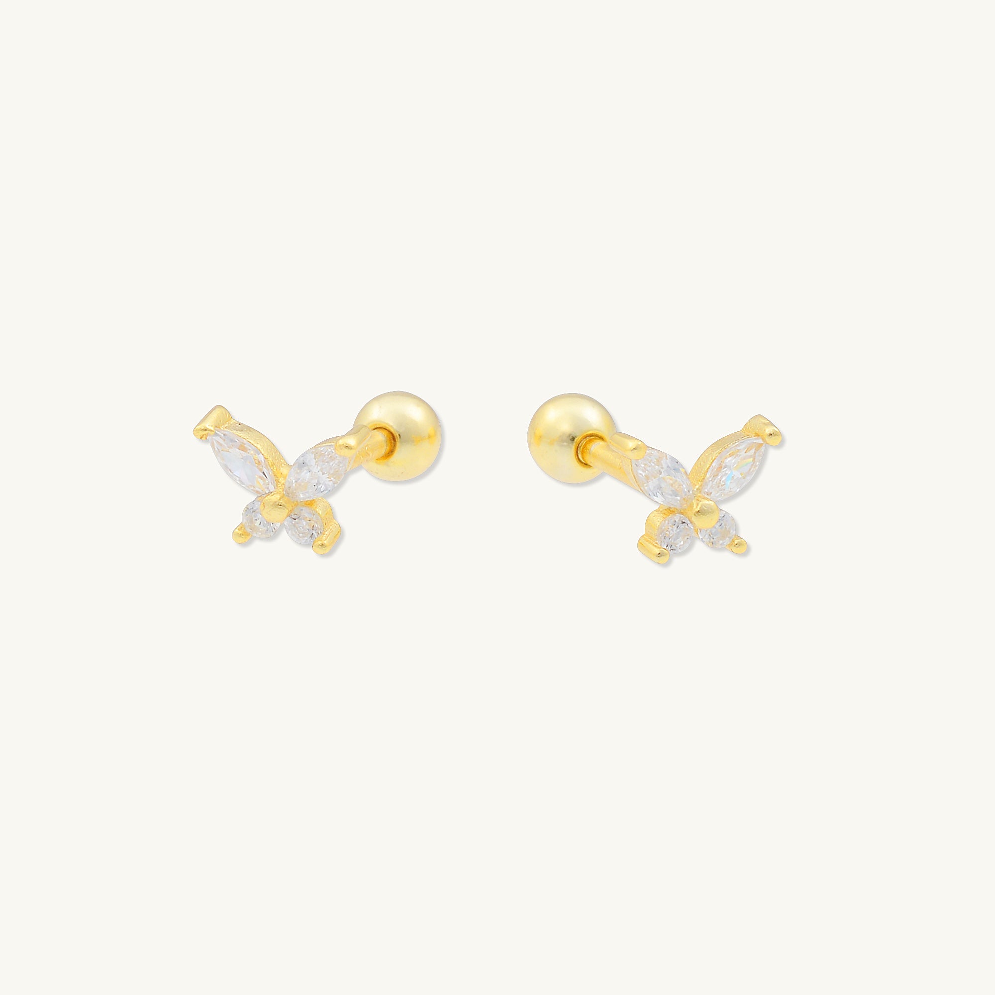 Butterfly Sapphire Barbell Stud Cartilage Earrings - Camile & Stone