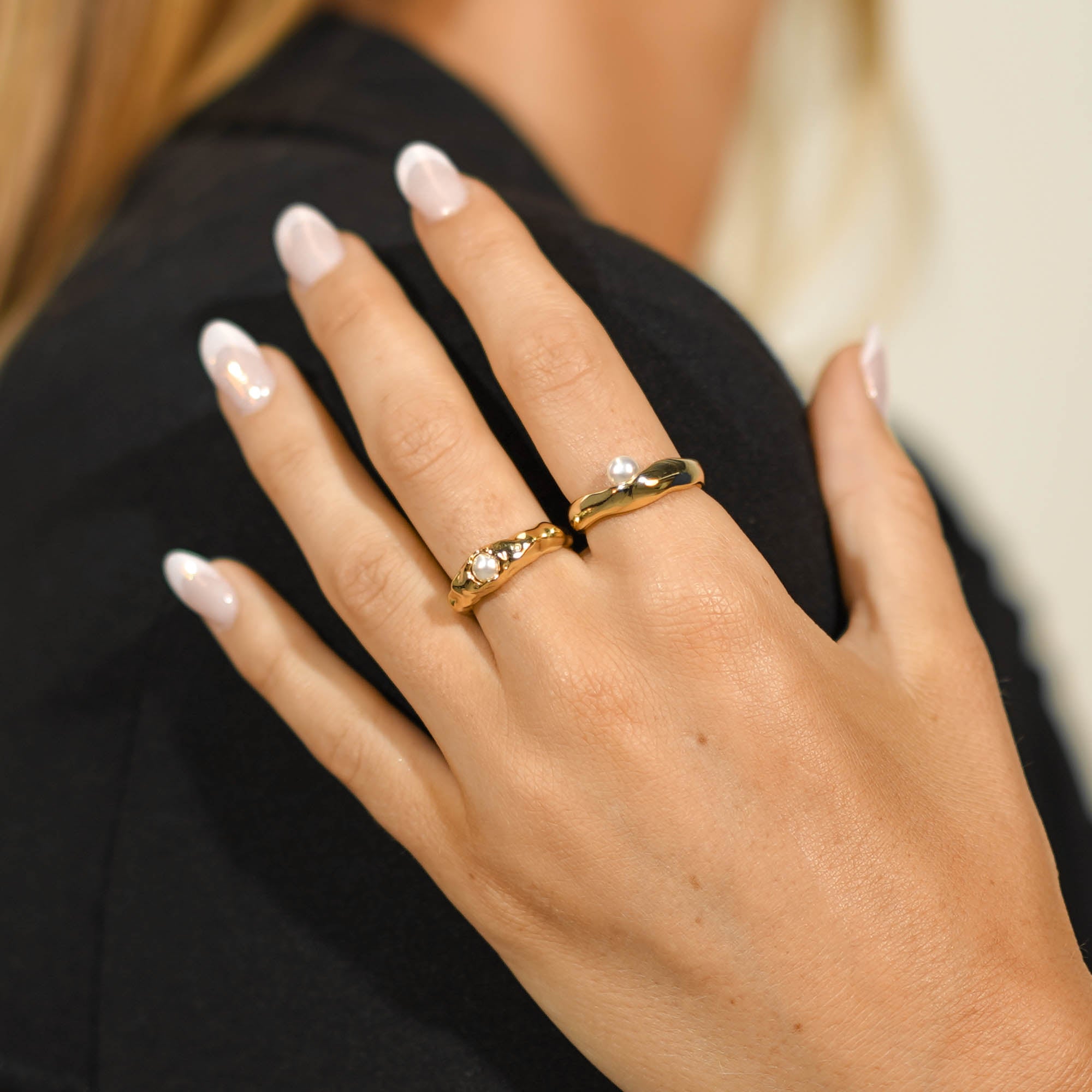 Classic Molten Pearl Open Ring - Camile & Stone