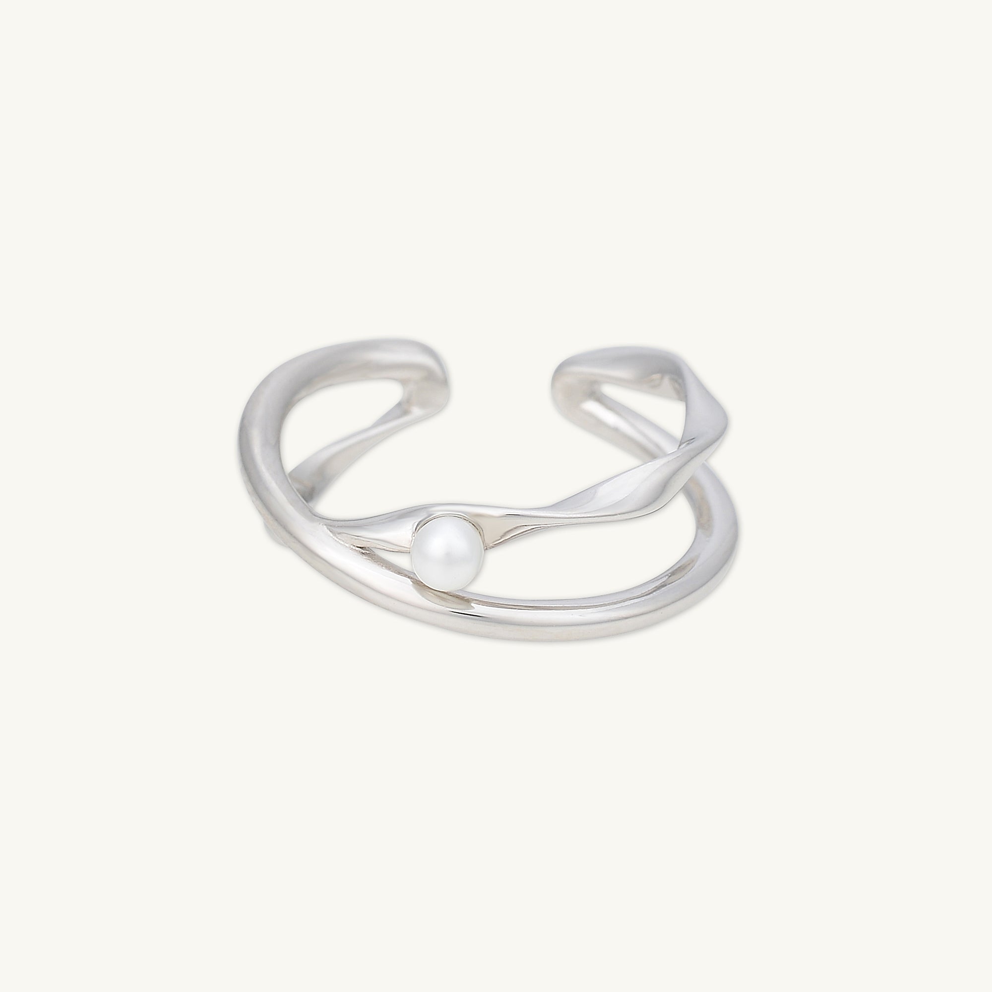 Criss Cross Pearl Open Ring - Camile & Stone