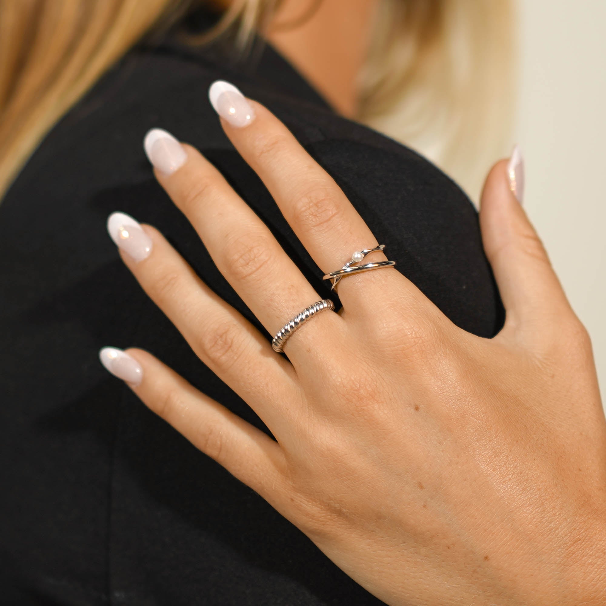 Criss Cross Pearl Open Ring - Camile & Stone