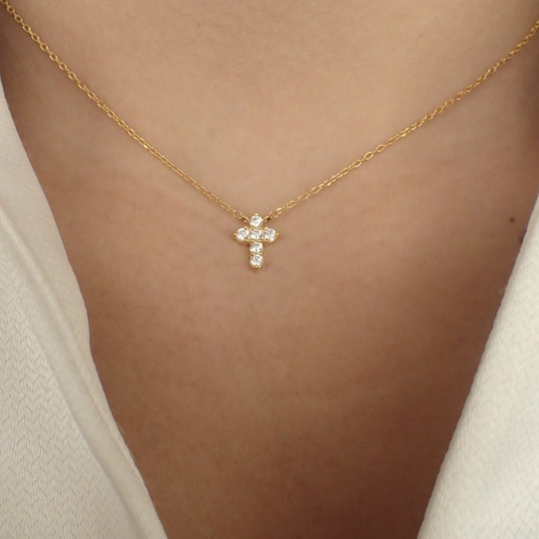 Cross Sapphire Chain Necklace - Camile & Stone