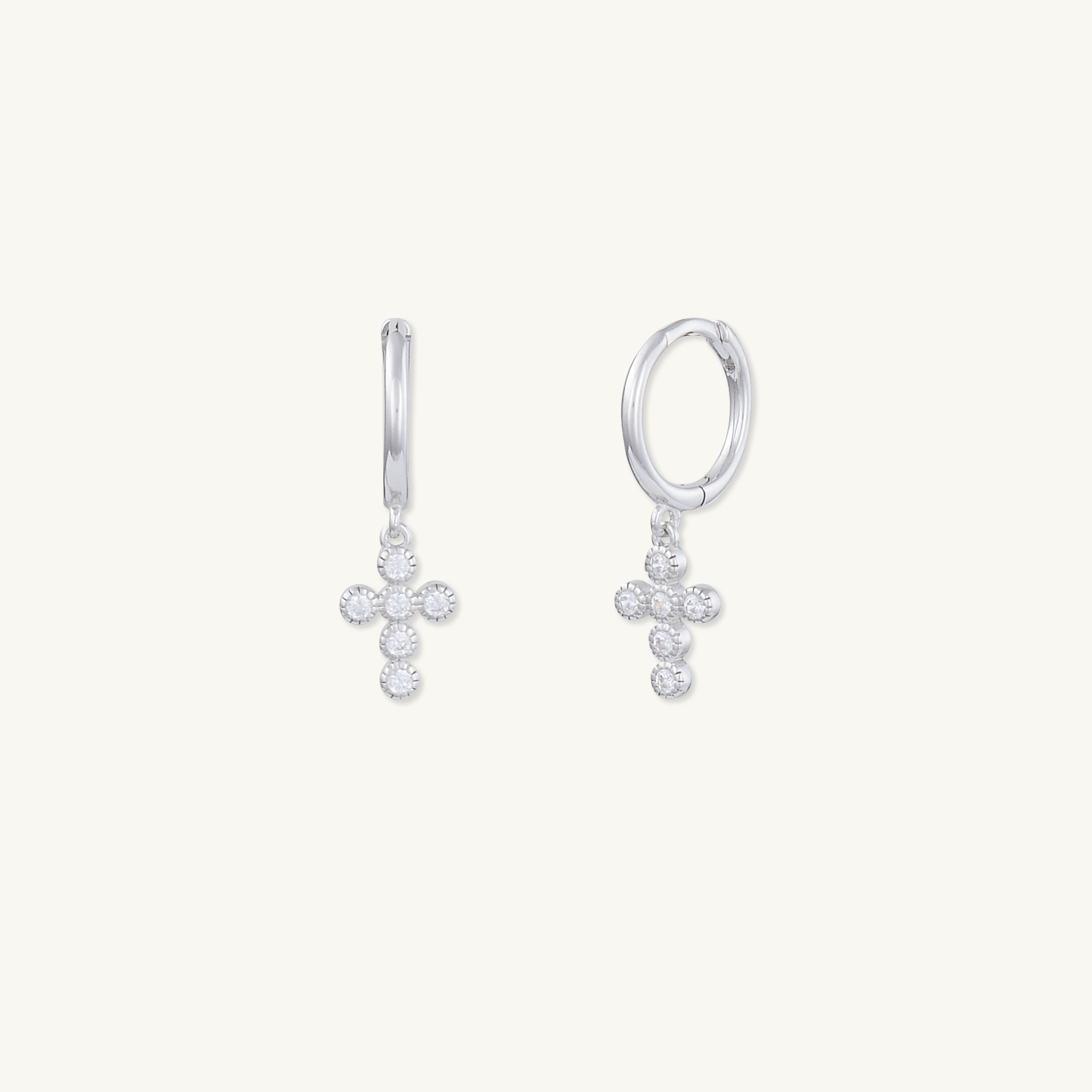Cross Sapphire Huggie Earrings - Camile & Stone