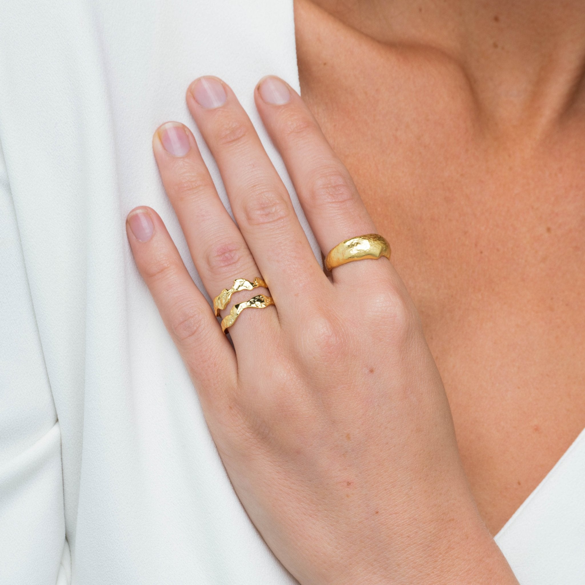 Double Molten Statement Open Ring - Camile & Stone