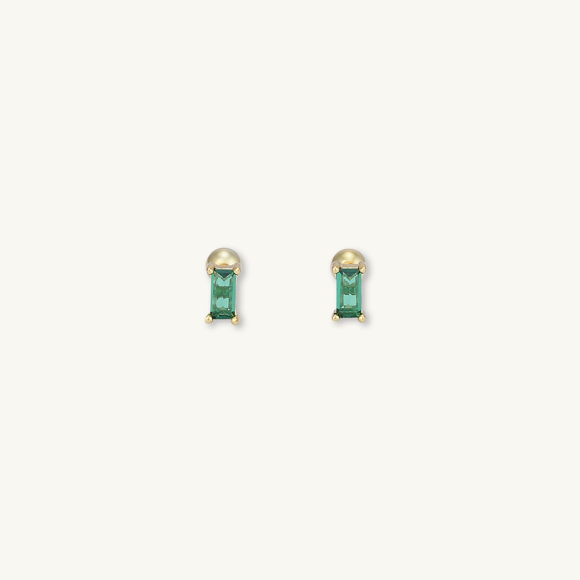 Emerald Baguette Barbell Stud Cartilage Earrings - Camile & Stone