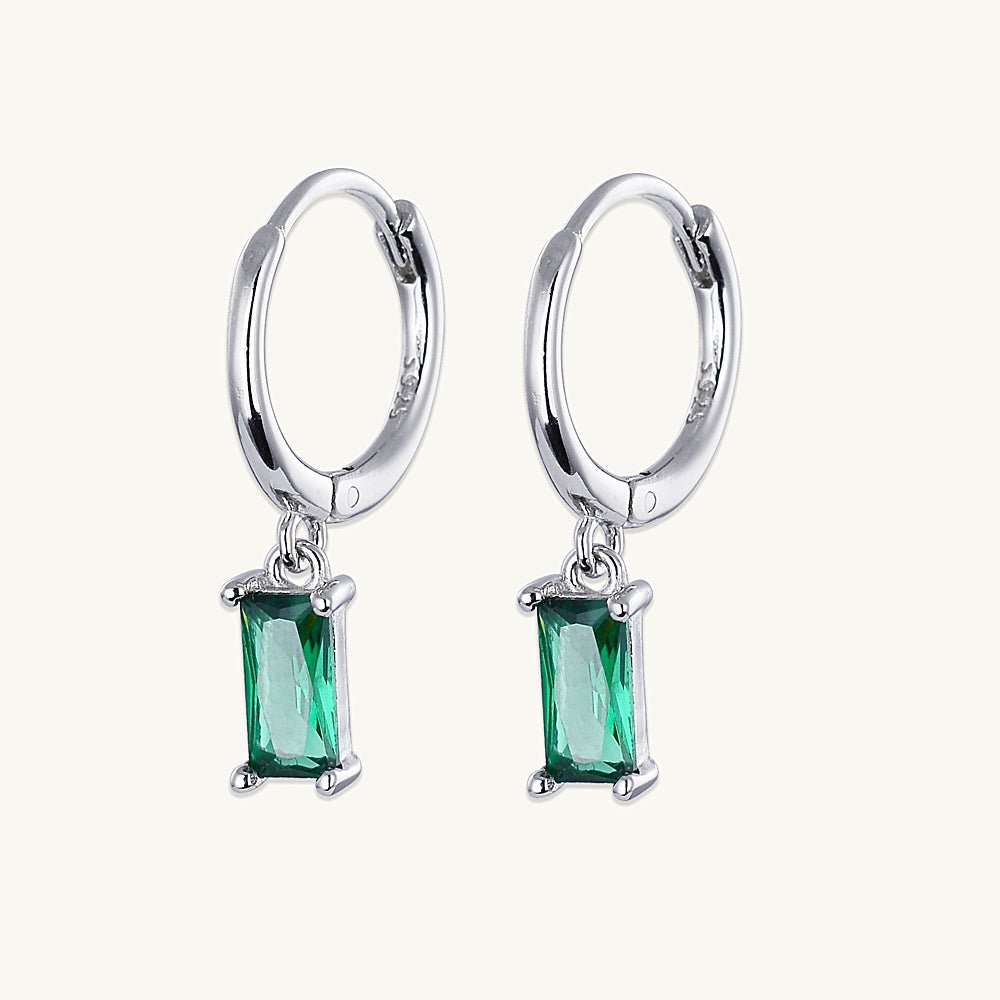 Emerald Baguette Hoop Earrings - Camile & Stone