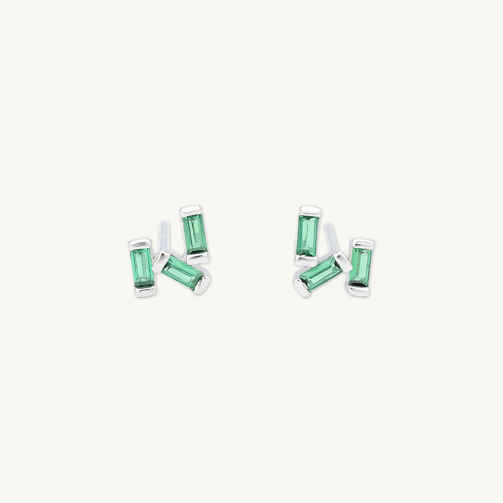 Emerald Green Trio Baguette Earrings - Camile & Stone