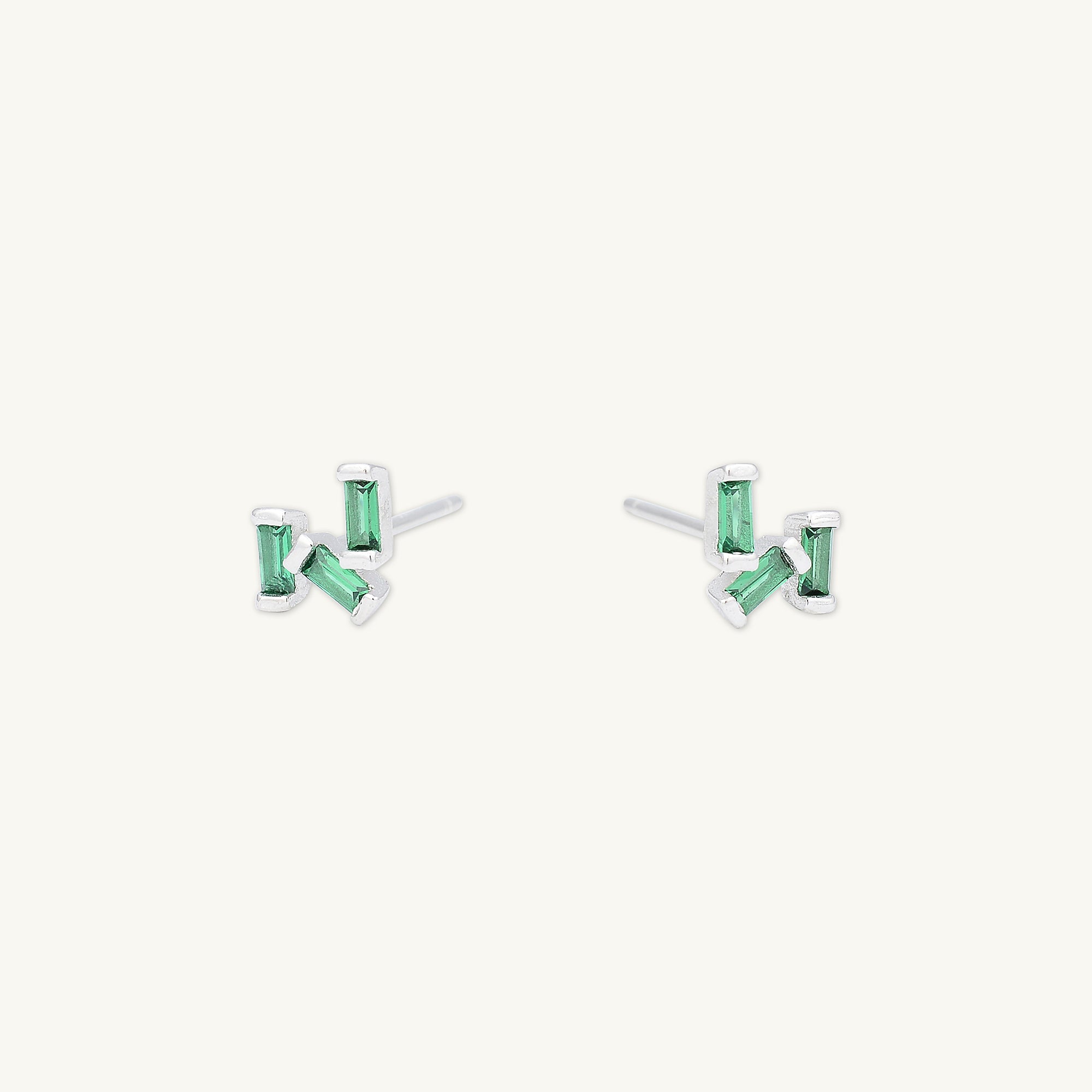 Emerald Green Trio Baguette Earrings - Camile & Stone
