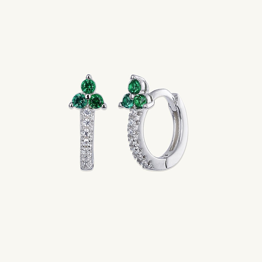 Emerald Lotus Sapphire Hoop Earrings - Camile & Stone