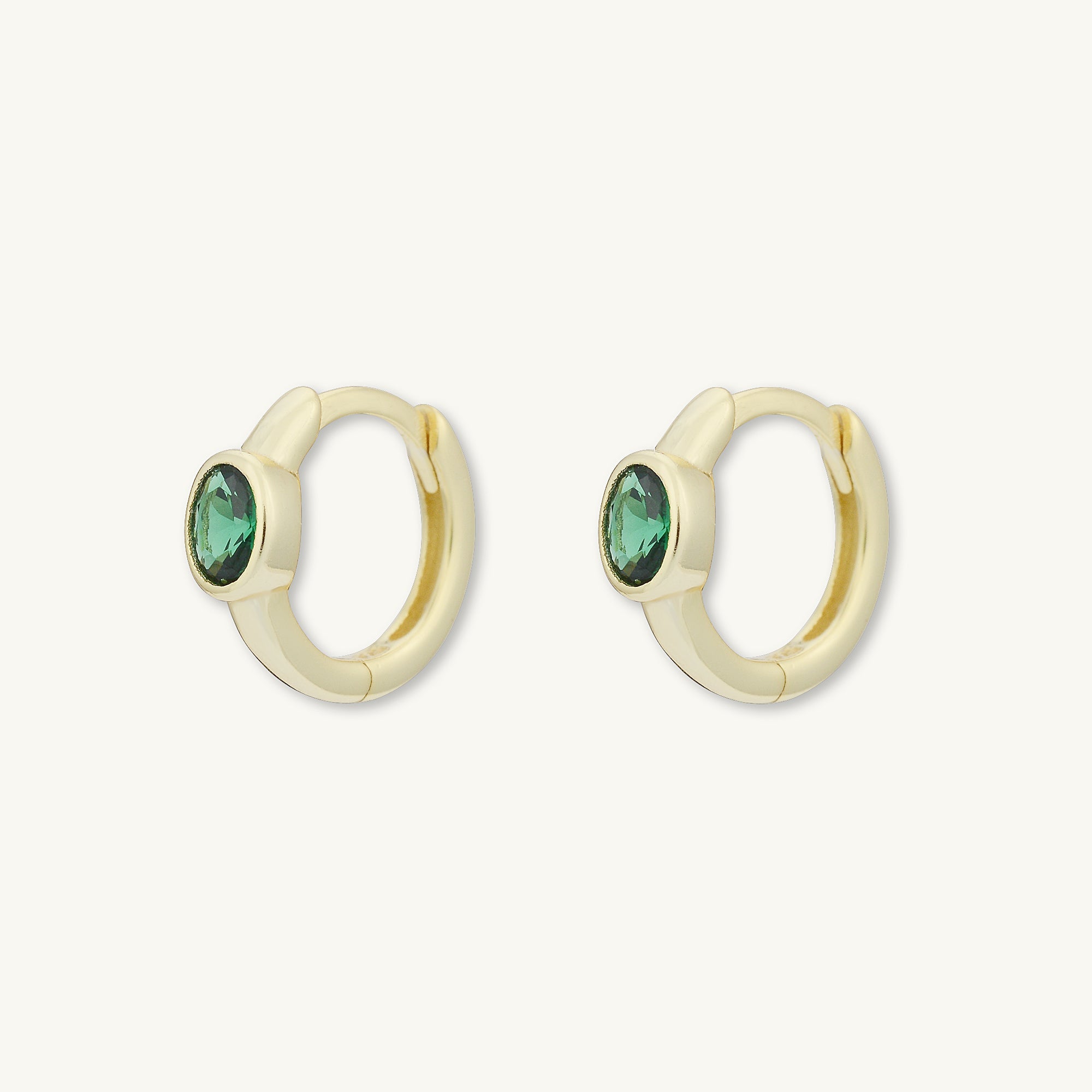 Emerald Oval Sapphire Huggie Earrings - Camile & Stone