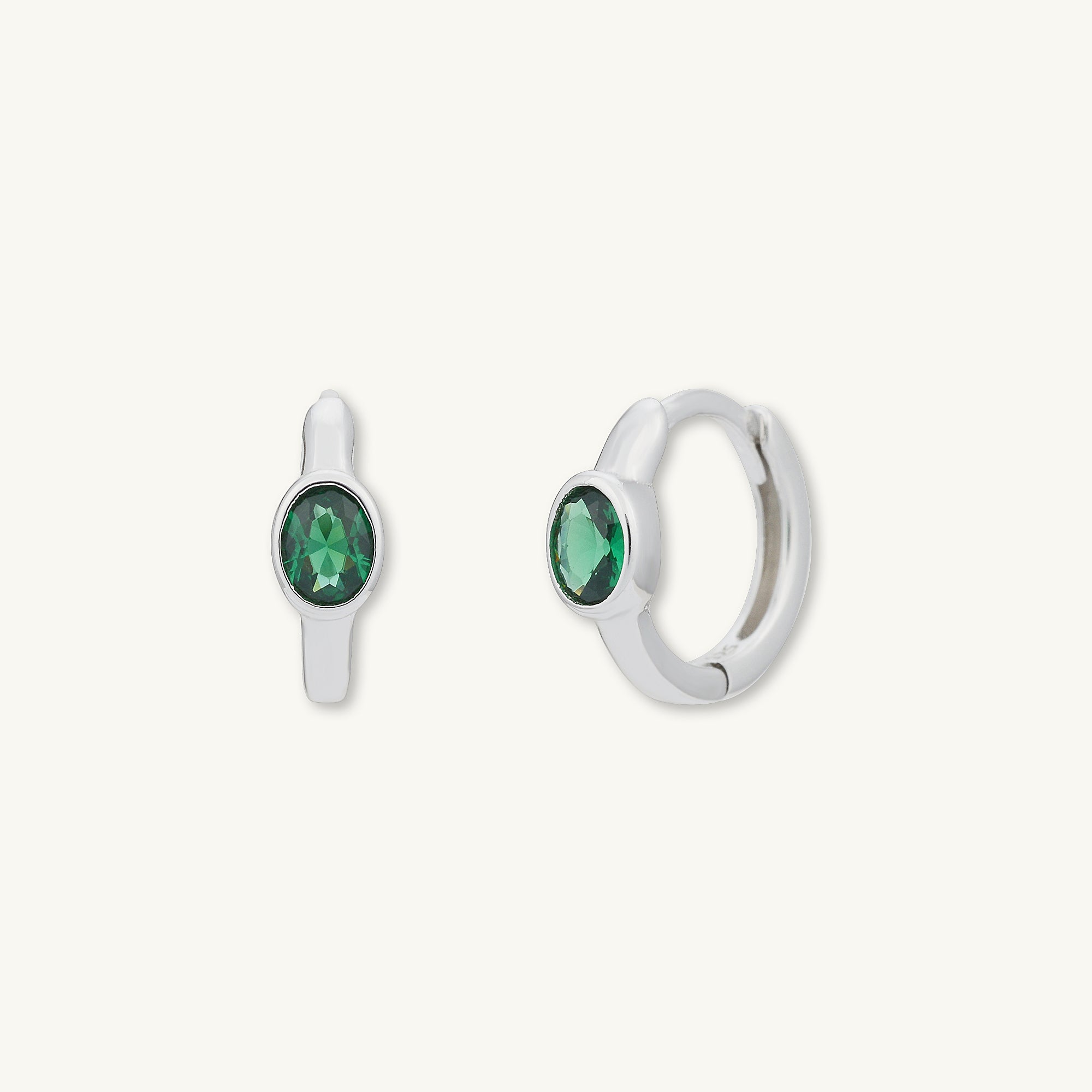 Emerald Oval Sapphire Huggie Earrings - Camile & Stone