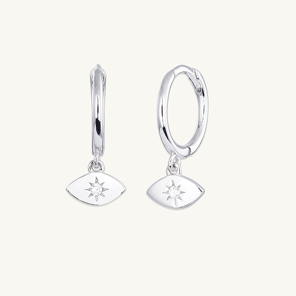 Evil Eye Sapphire Huggie Earrings - Camile & Stone