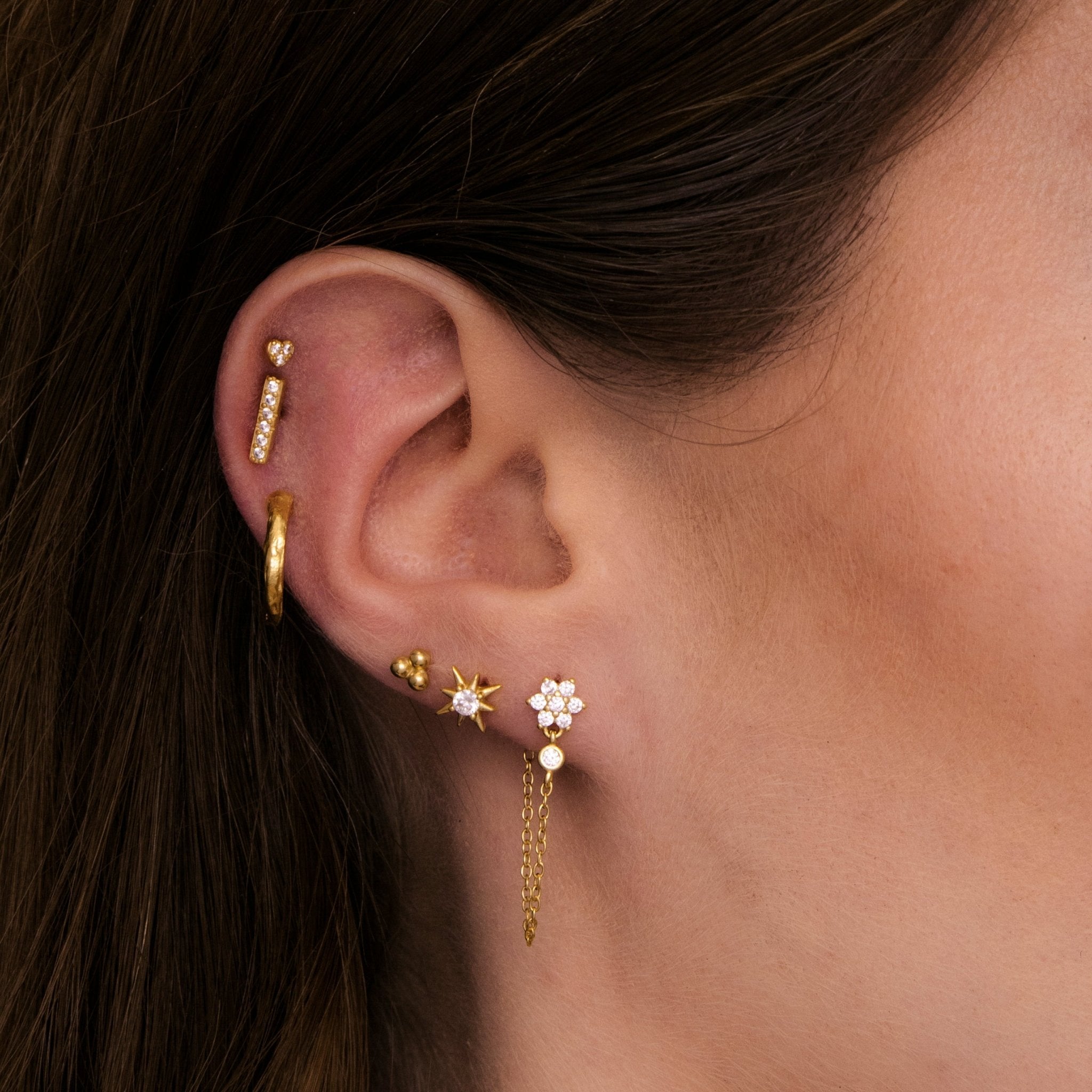 Flower Sapphire Dangle Chain Earrings - Camile & Stone