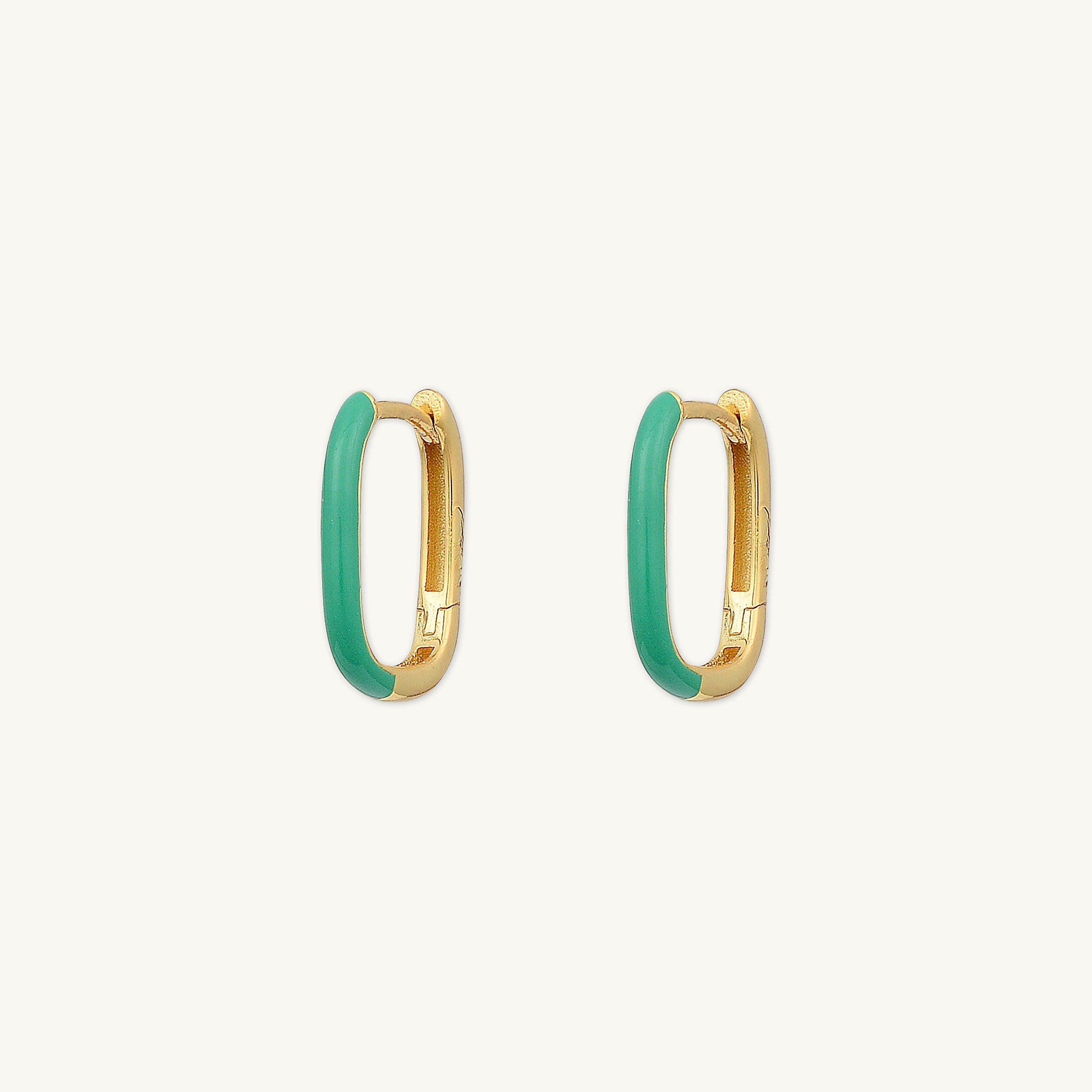 Green Lacquered Huggie Earrings - Camile & Stone