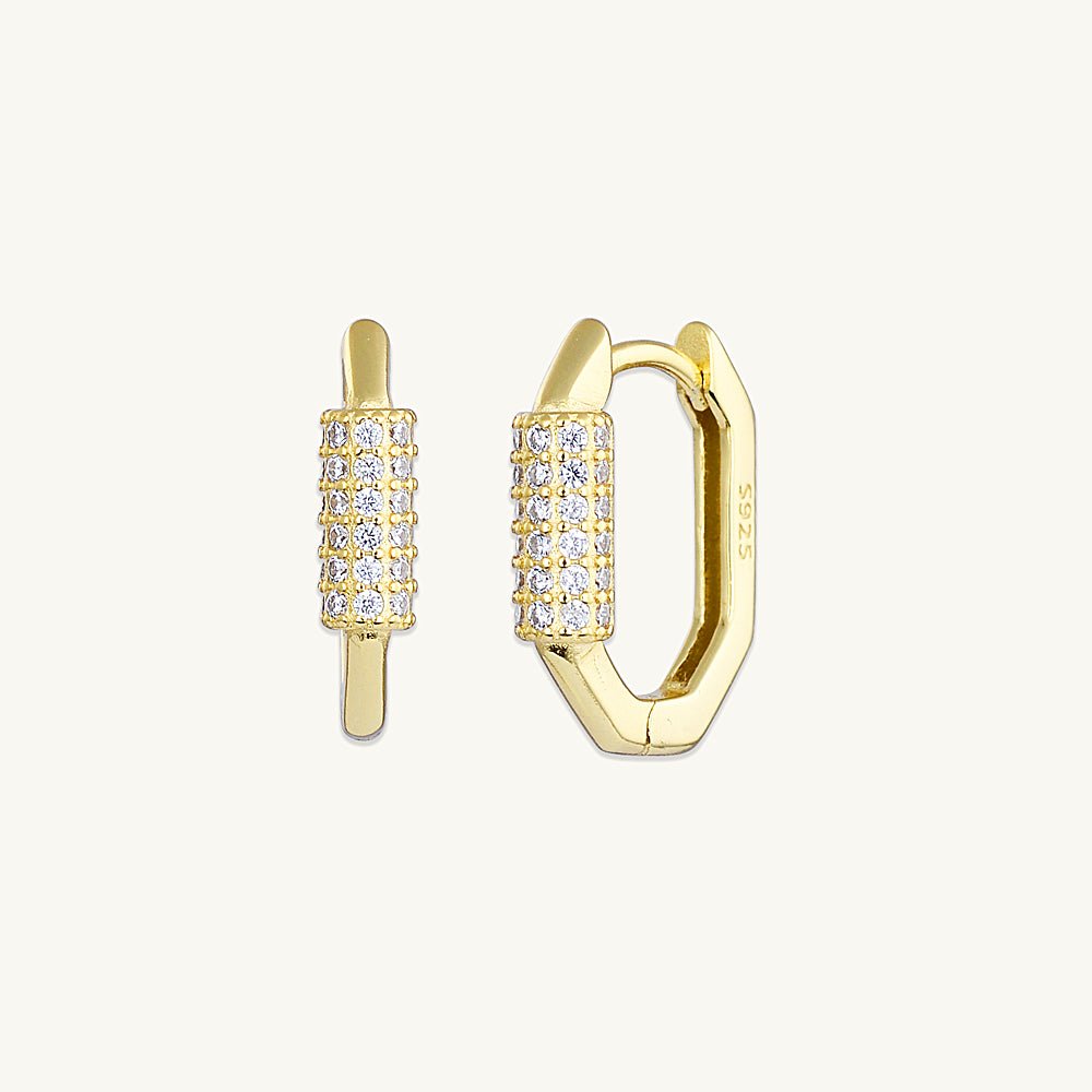 Hexagon Sapphire Huggie Earrings - Camile & Stone