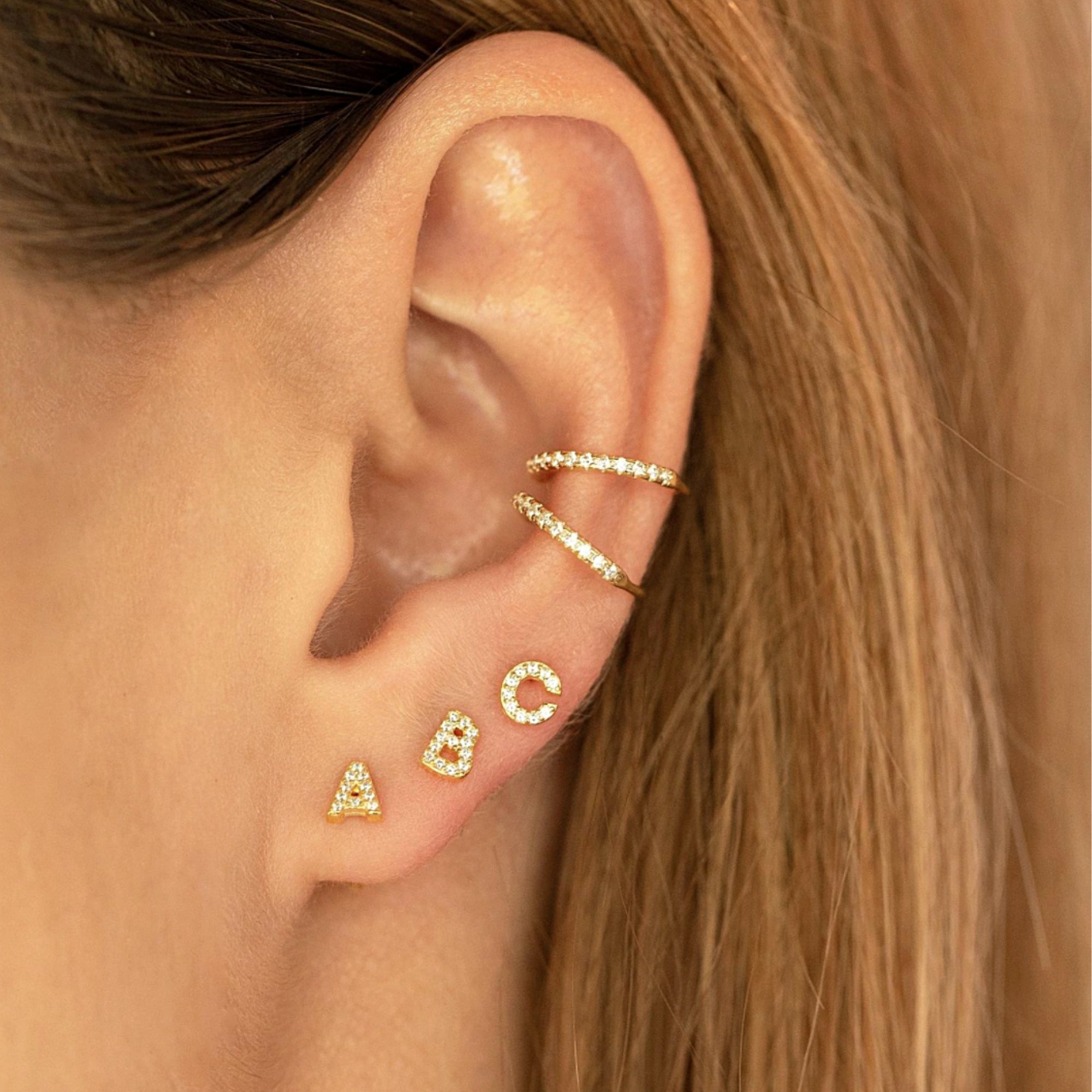 Initial Letter Sapphire Stud Earrings - Camile & Stone