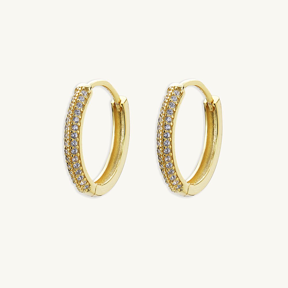 Large Sapphire Pave Hoop Earrings - Camile & Stone