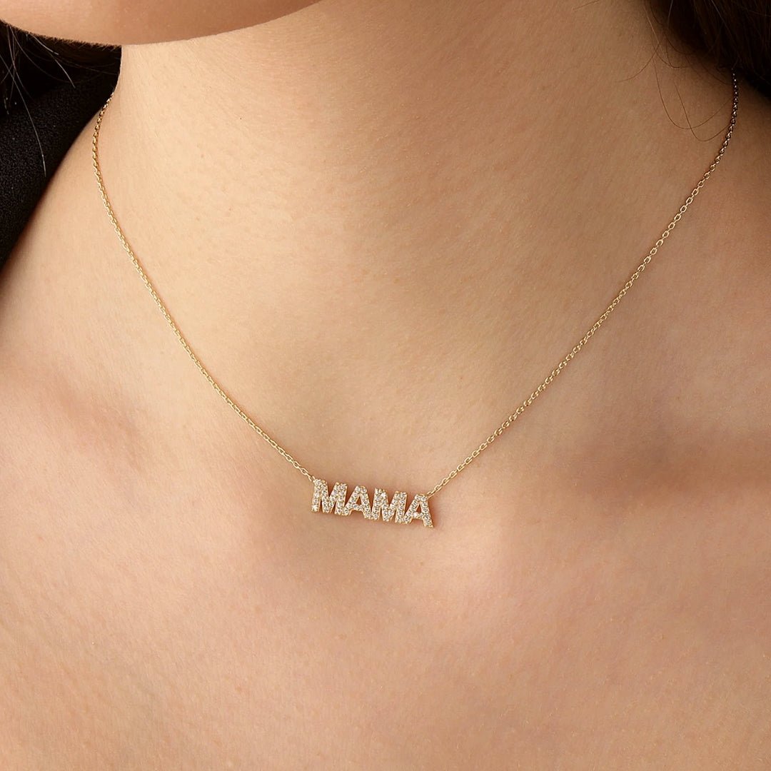 MAMA Pave Block Name Necklace - Camile & Stone