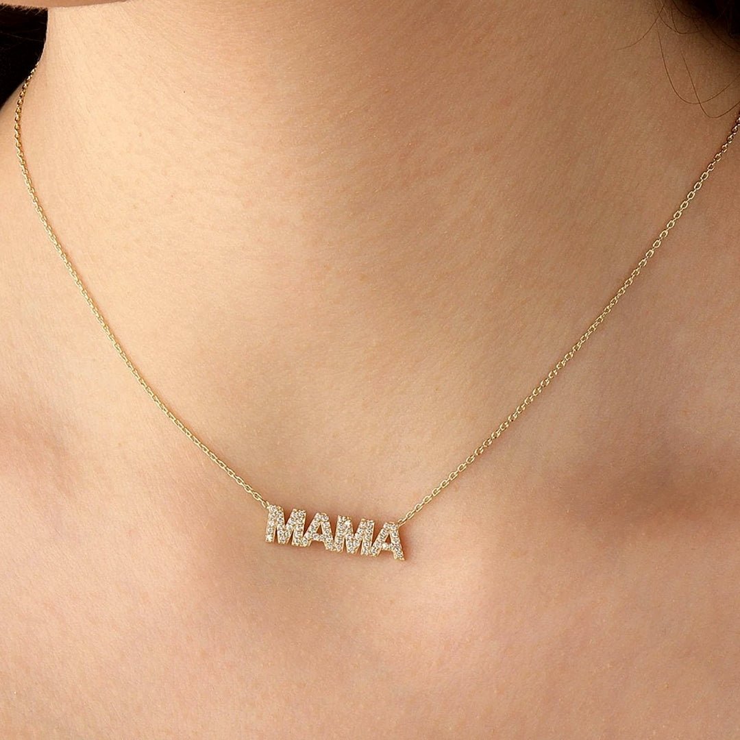 MAMA Pave Block Name Necklace - Camile & Stone