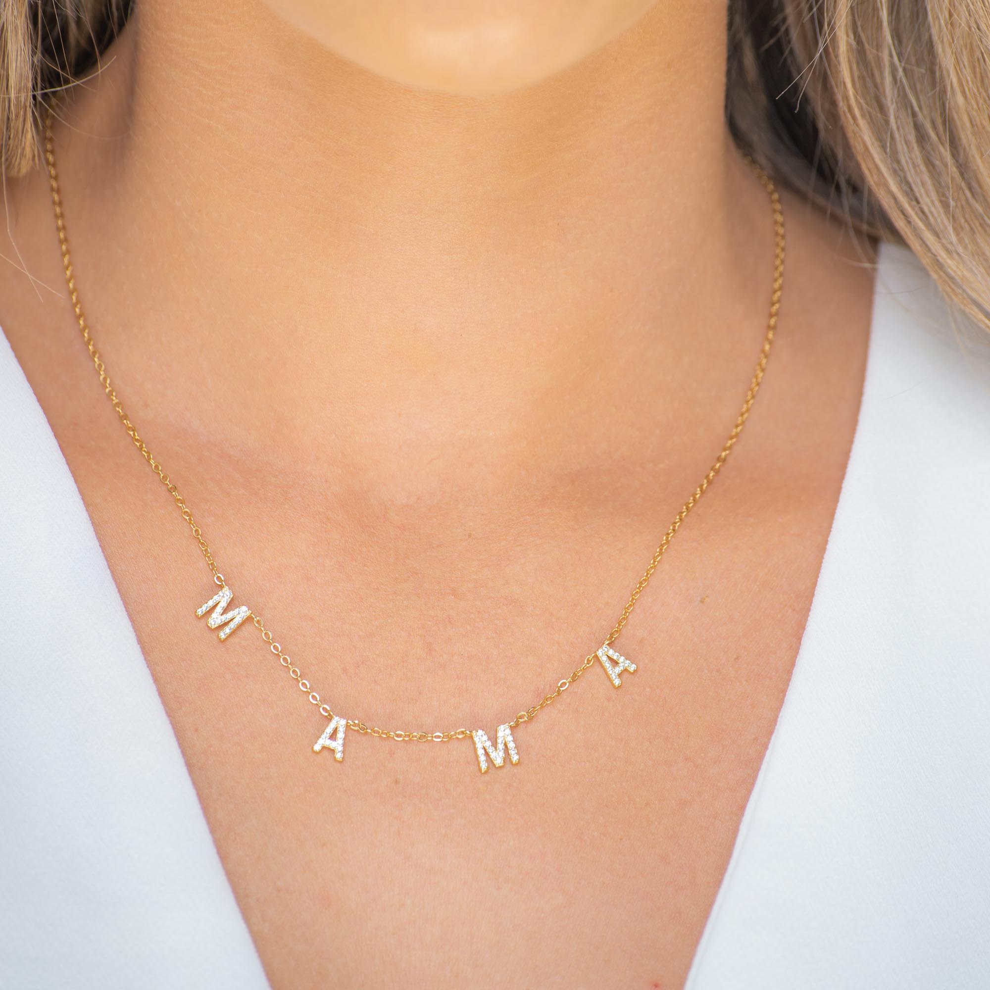 MAMA Sapphire Letter Necklace - Camile & Stone