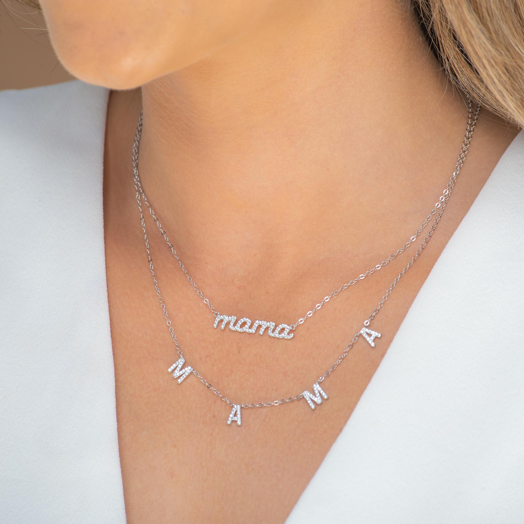 MAMA Sapphire Nameplate Necklace - Camile & Stone