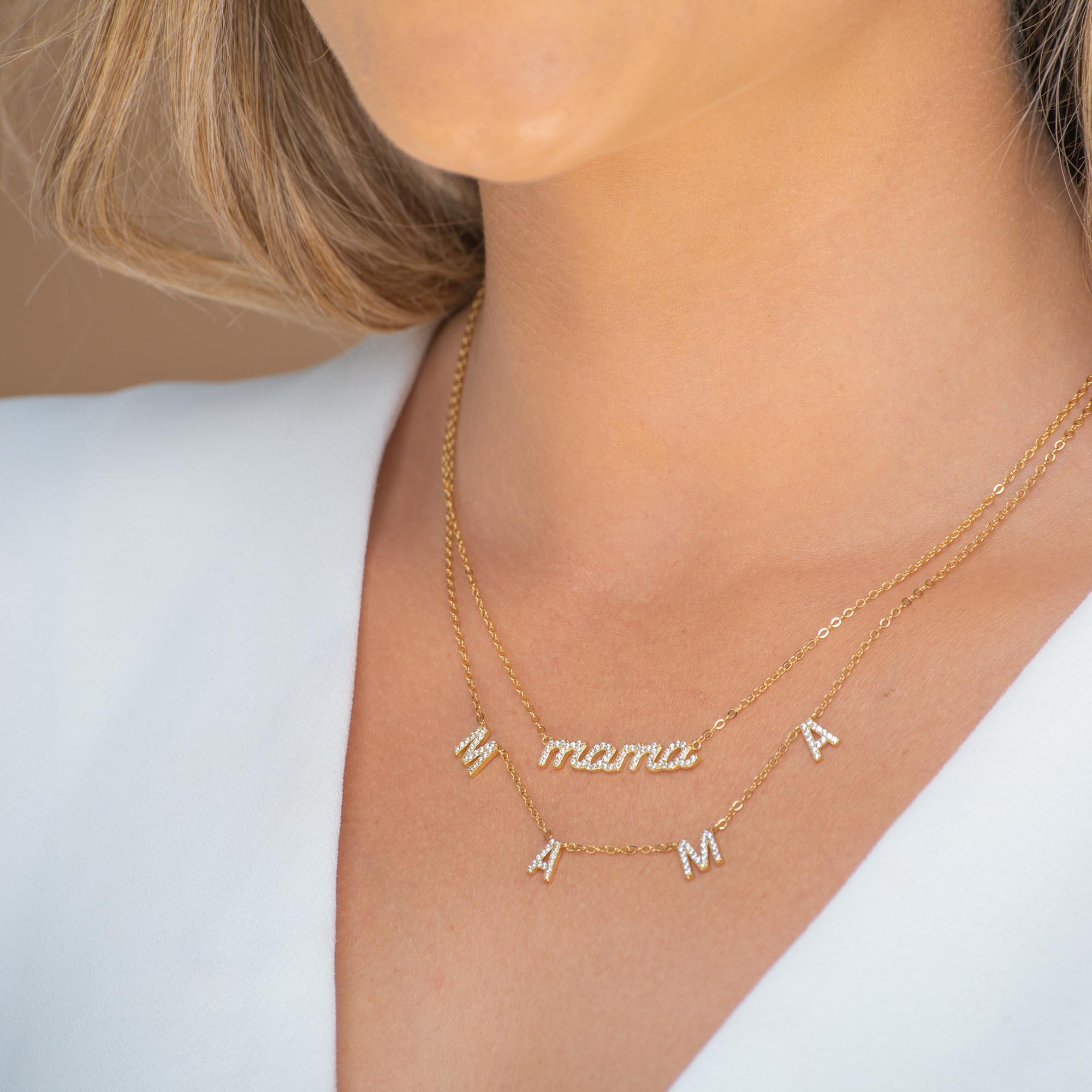 MAMA Sapphire Nameplate Necklace - Camile & Stone