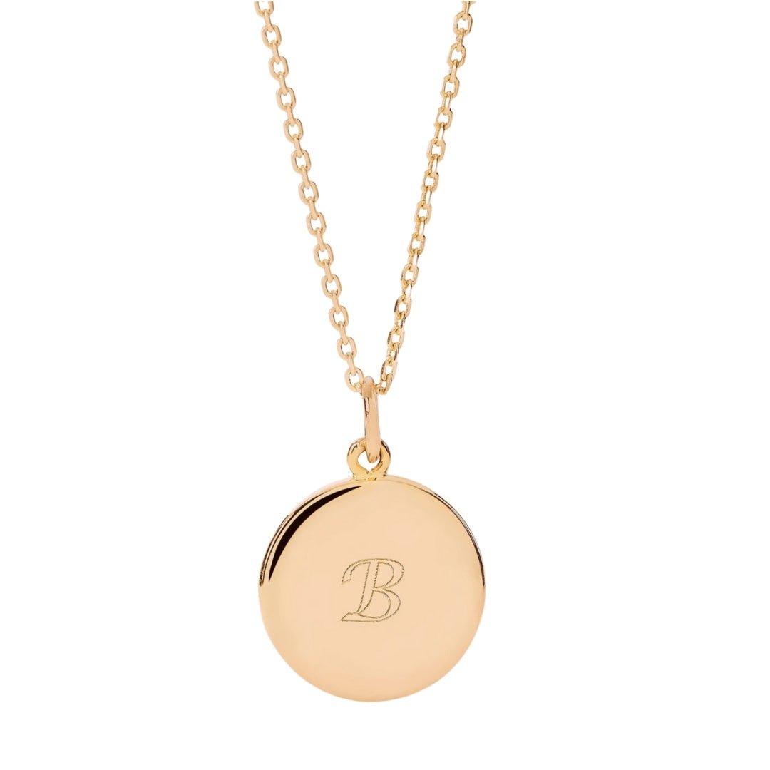 Medallion Engraved Initial Letter Necklace - Camile & Stone
