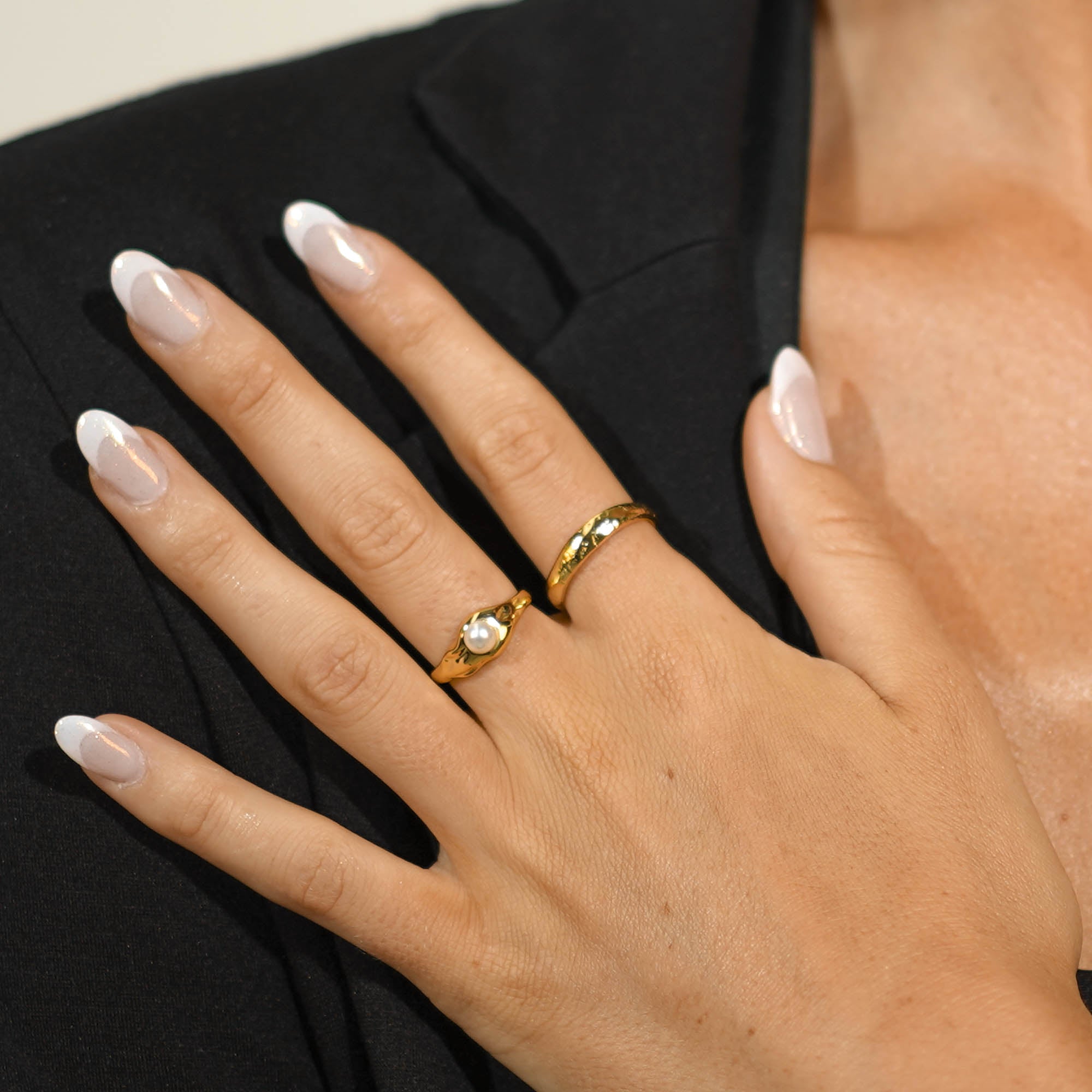 Molten Signet Pearl Open Ring - Camile & Stone