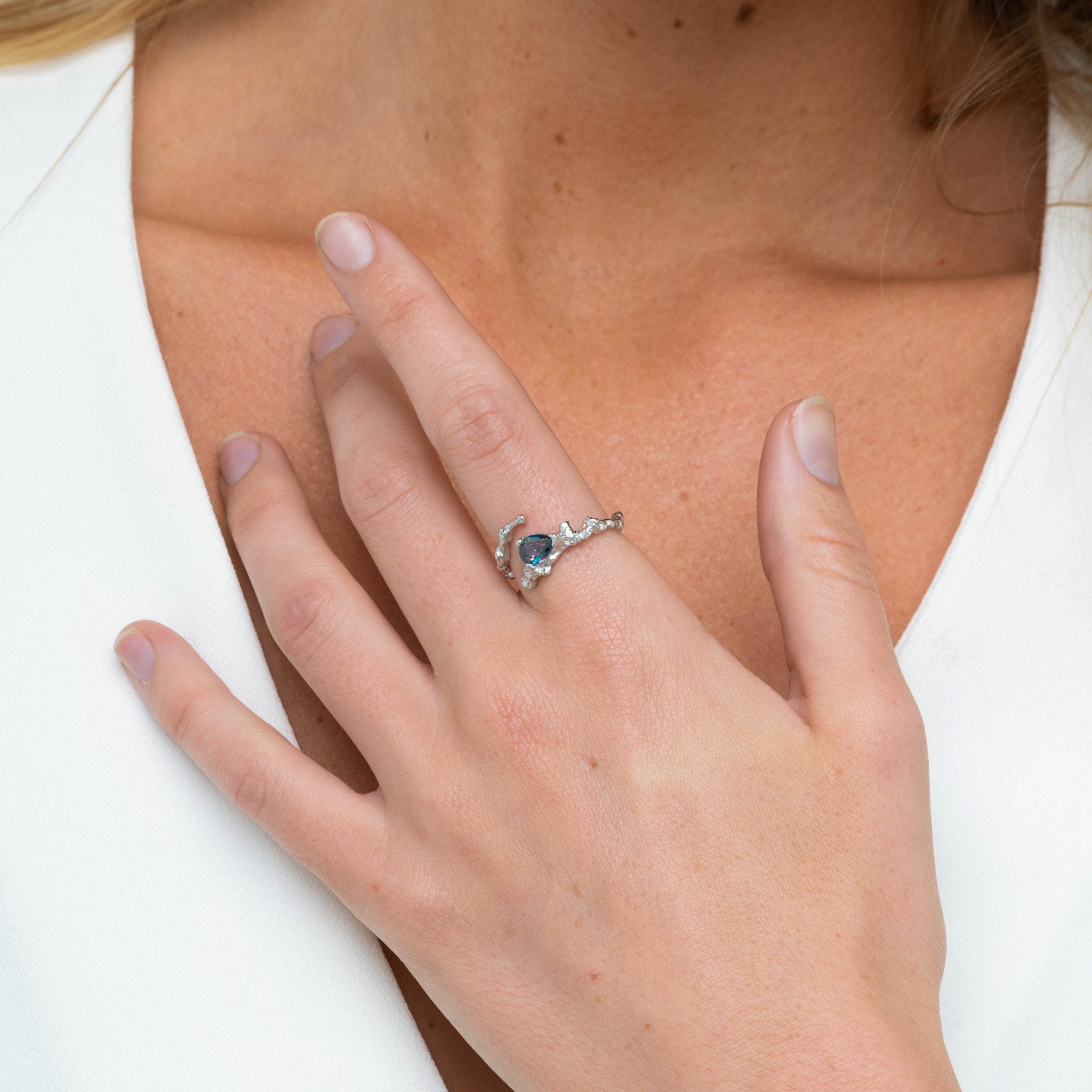 Molten Teardrop Wrap Open Ring - Camile & Stone