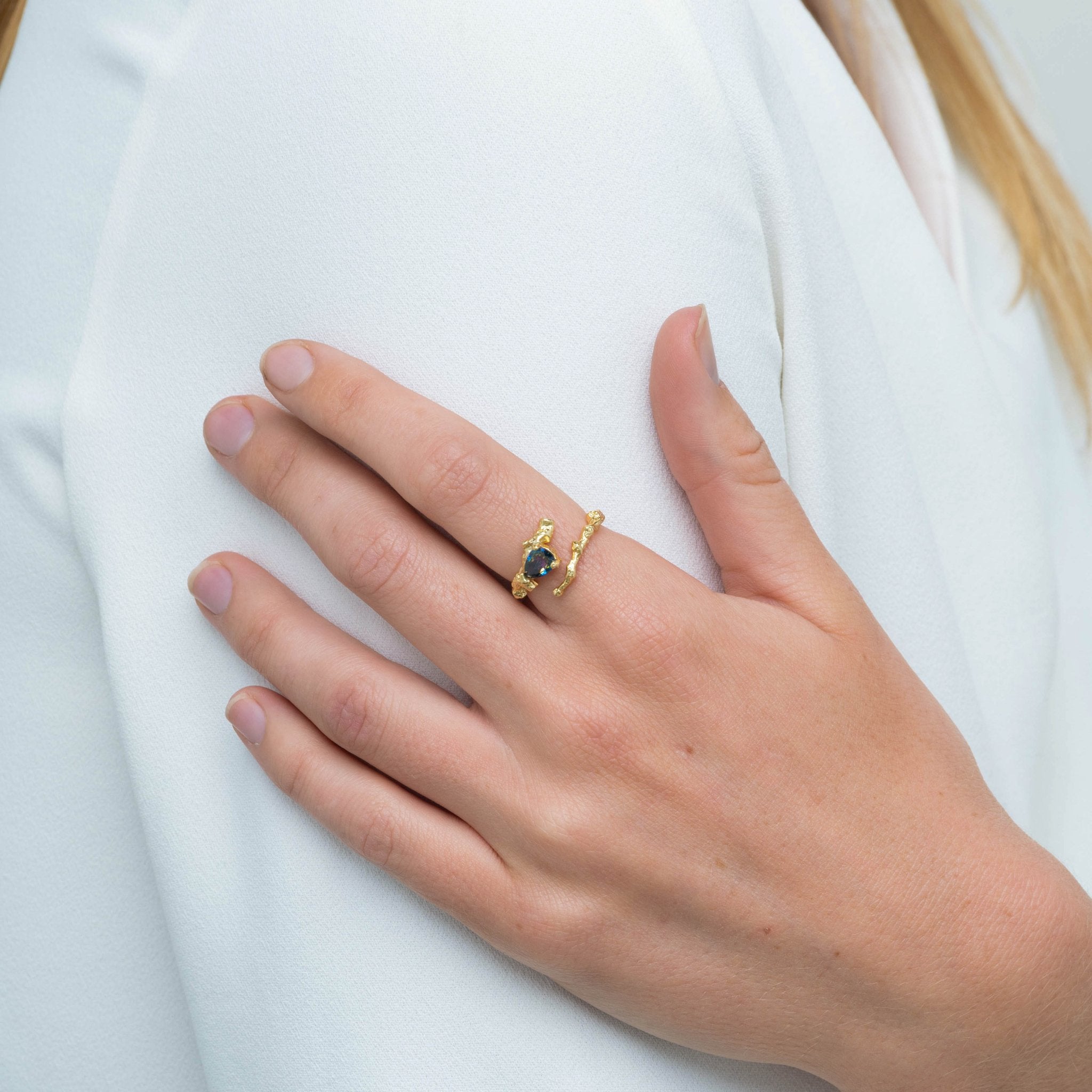 Molten Teardrop Wrap Open Ring - Camile & Stone