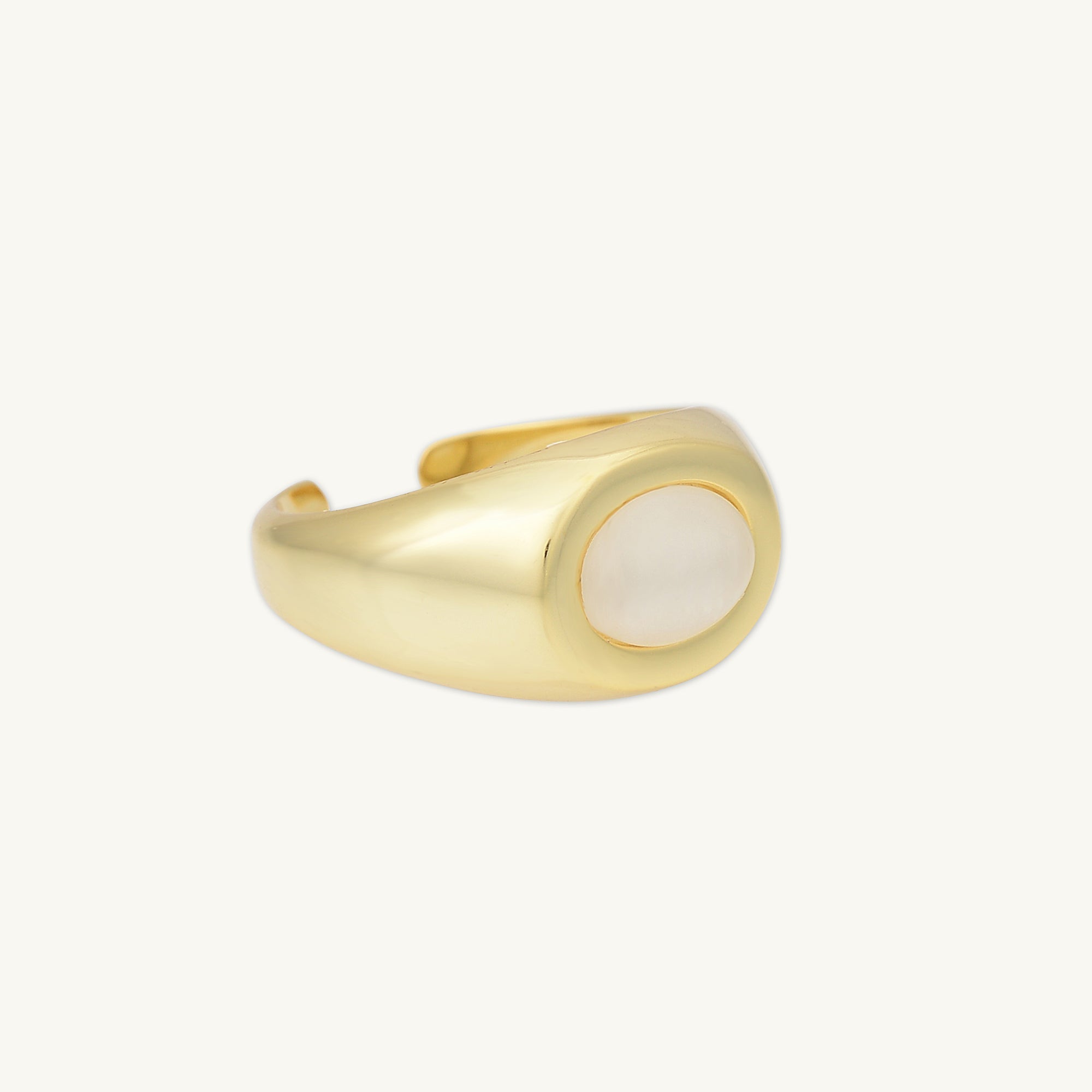 Moonstone Signet Dome Open Ring - Camile & Stone