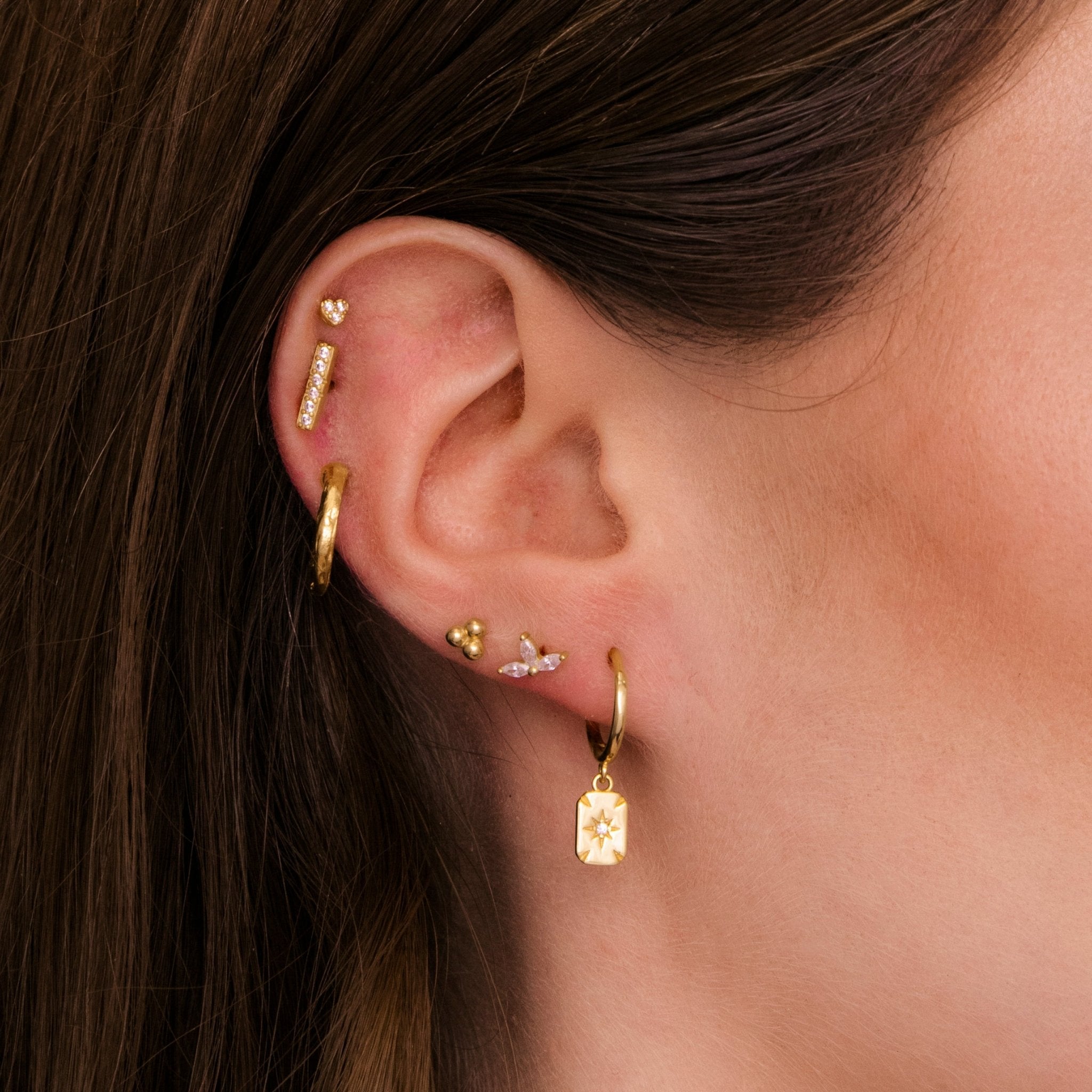 North Star Rectangle Huggie Hoop Earrings - Camile & Stone