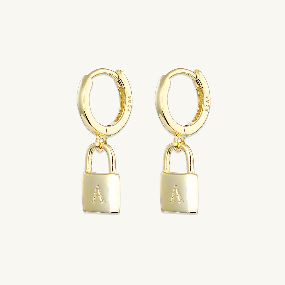 Padlock Initial Letter Earrings - Camile & Stone