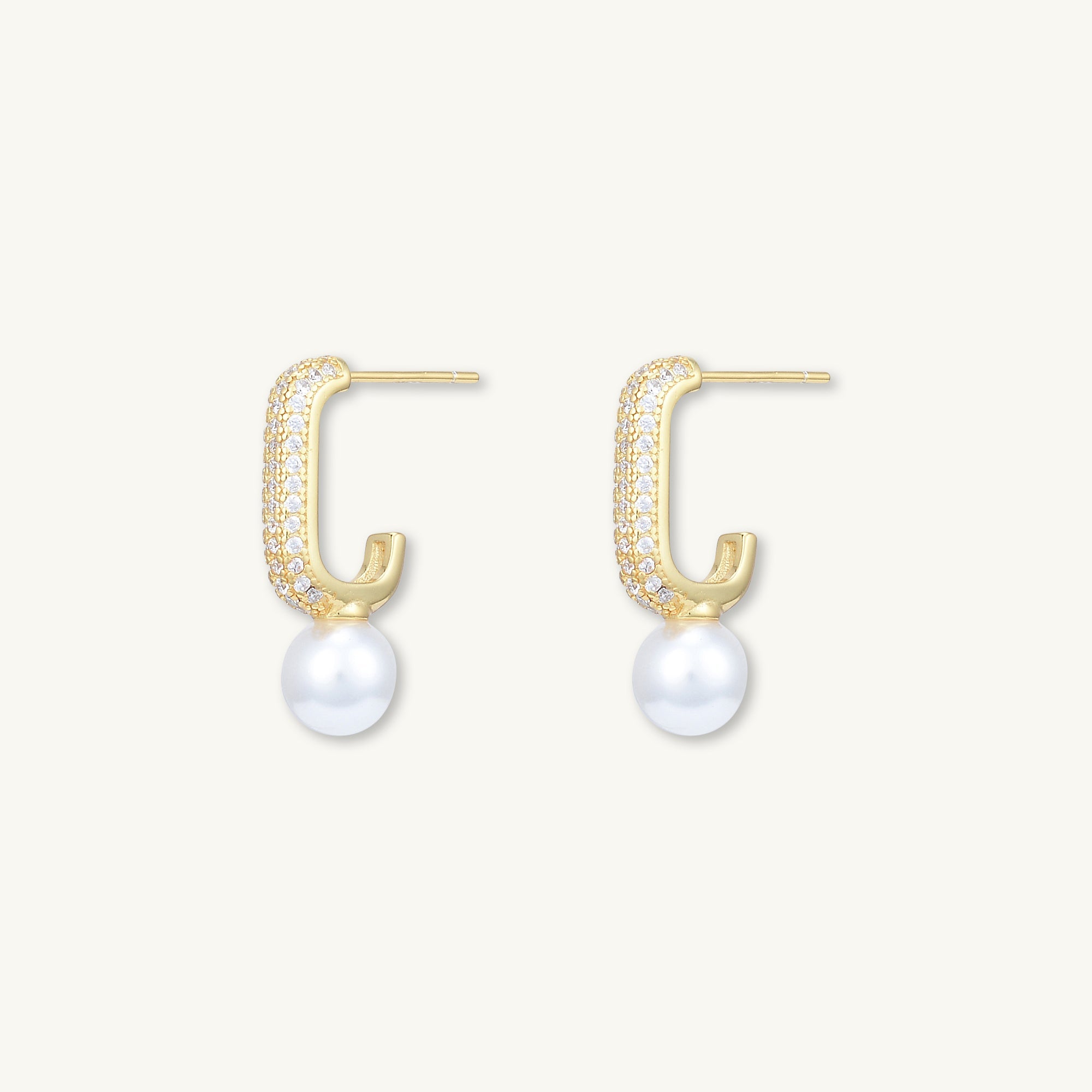 Pearl C Shaped Huggie Earrings - Camile & Stone
