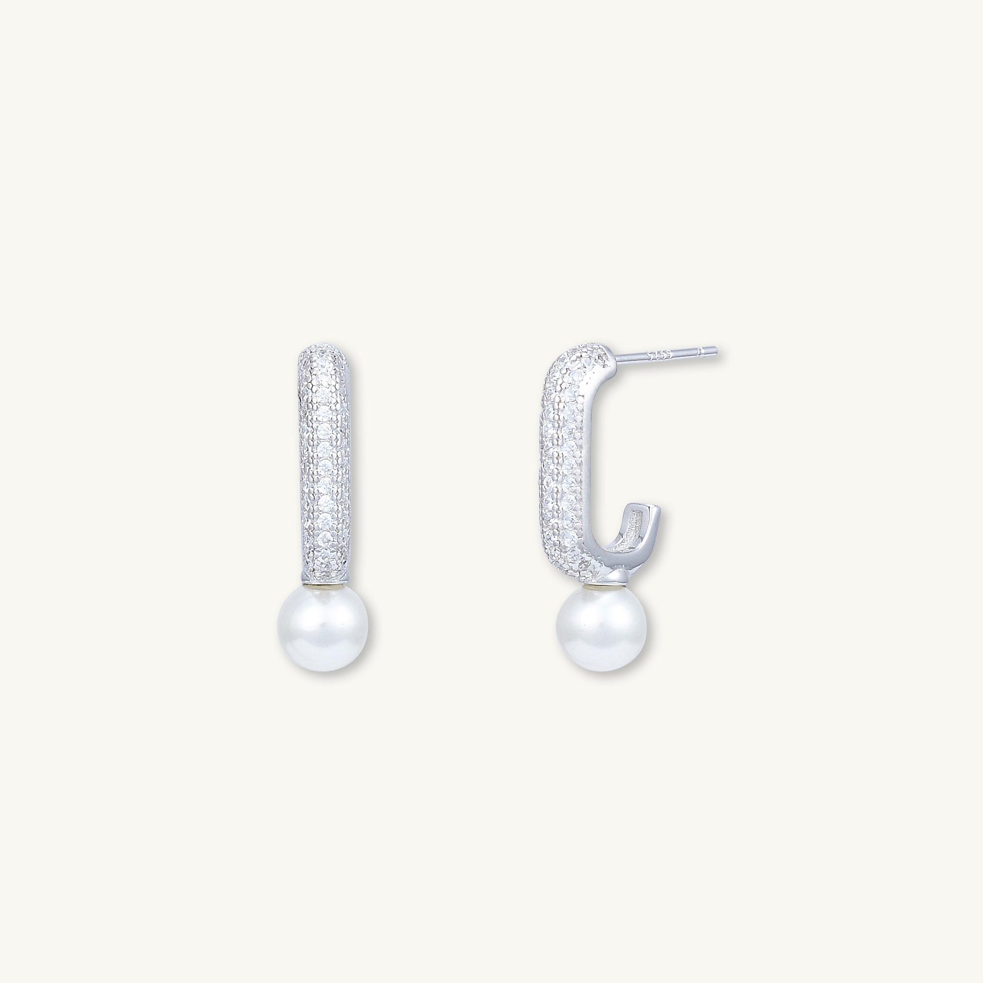 Pearl C Shaped Huggie Earrings - Camile & Stone