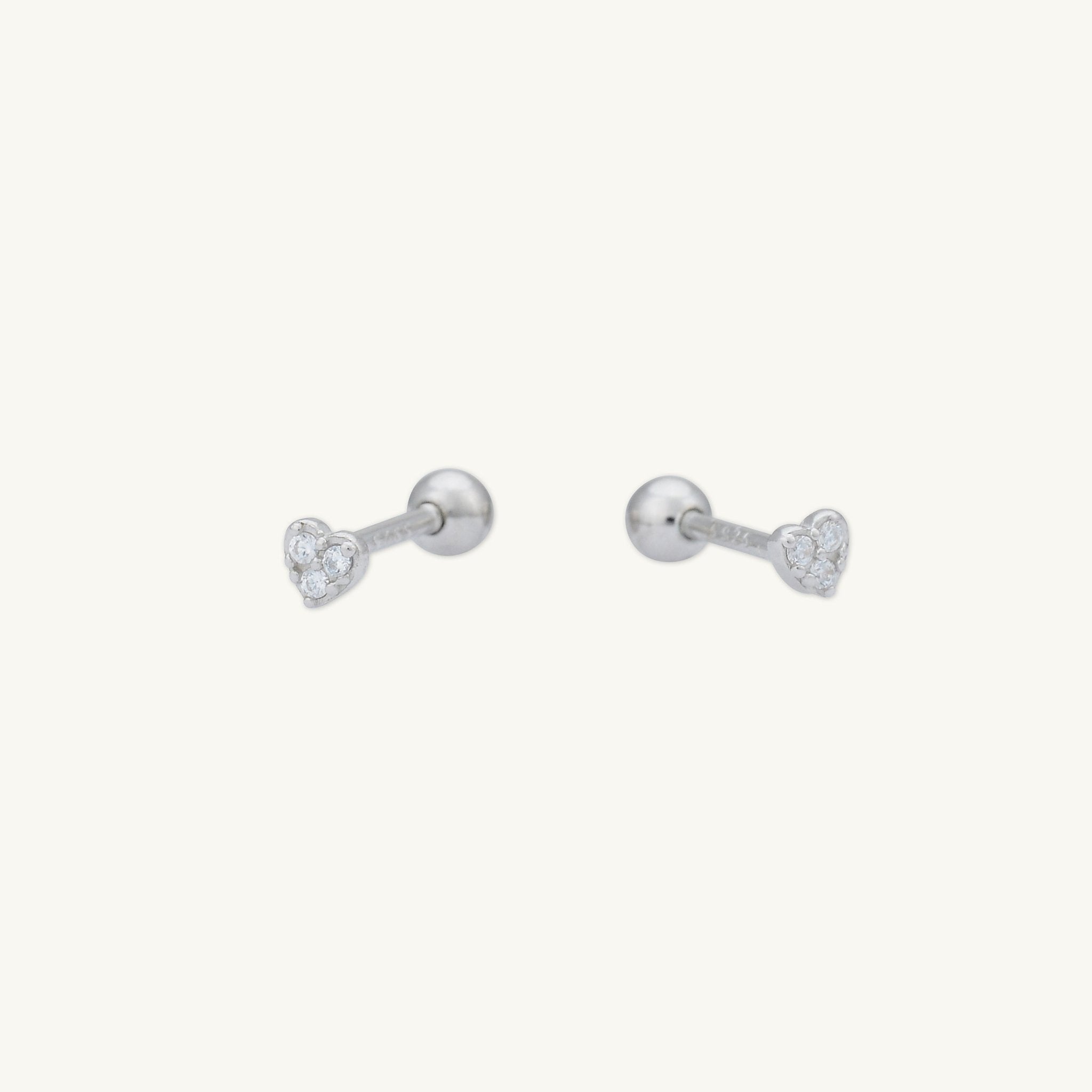 Petite Heart Sapphire Barbell Stud Cartilage Earrings - Camile & Stone
